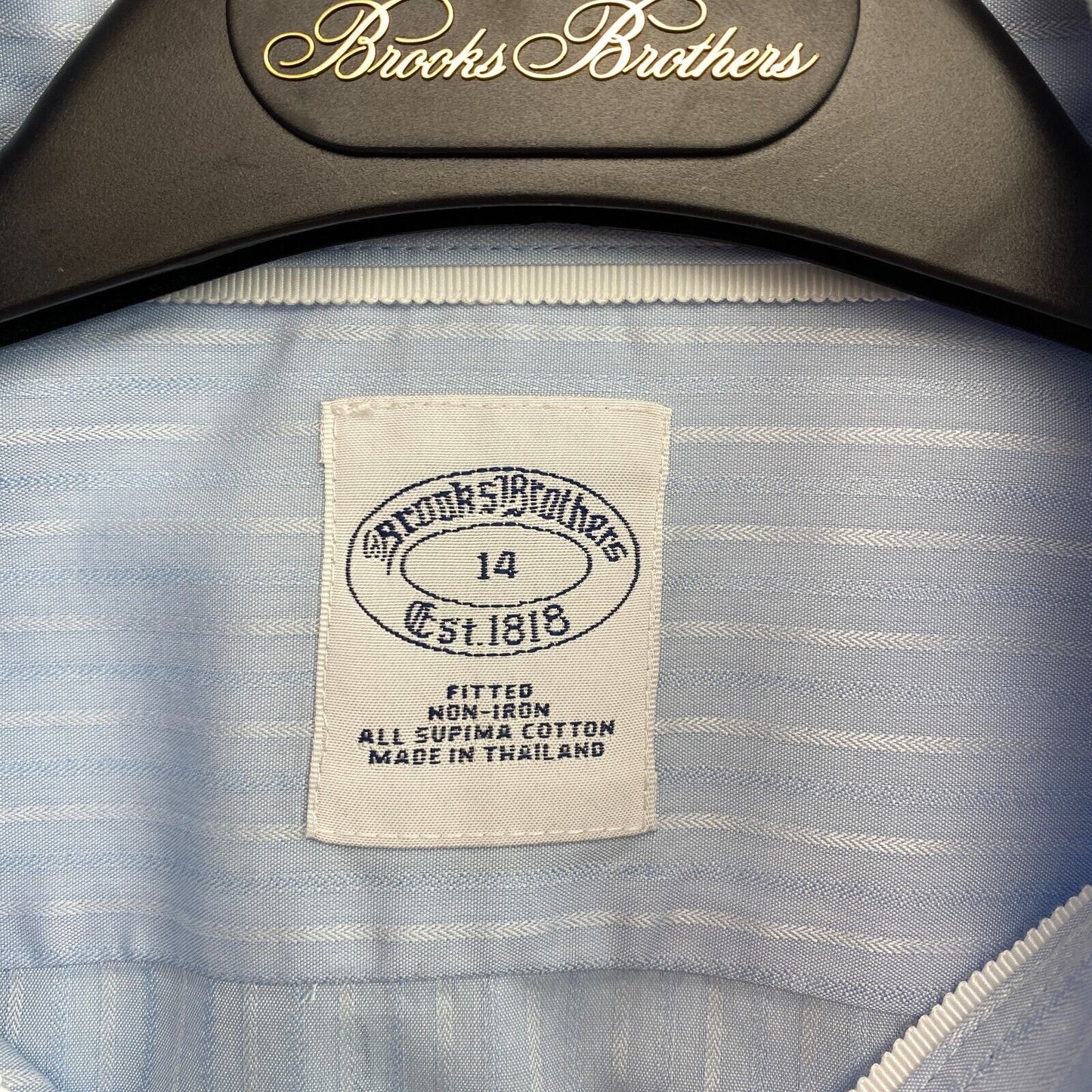 Brooks Brothers Blue Striped Fitted Cotton Shirt Size EU 42 UK 16 US 14