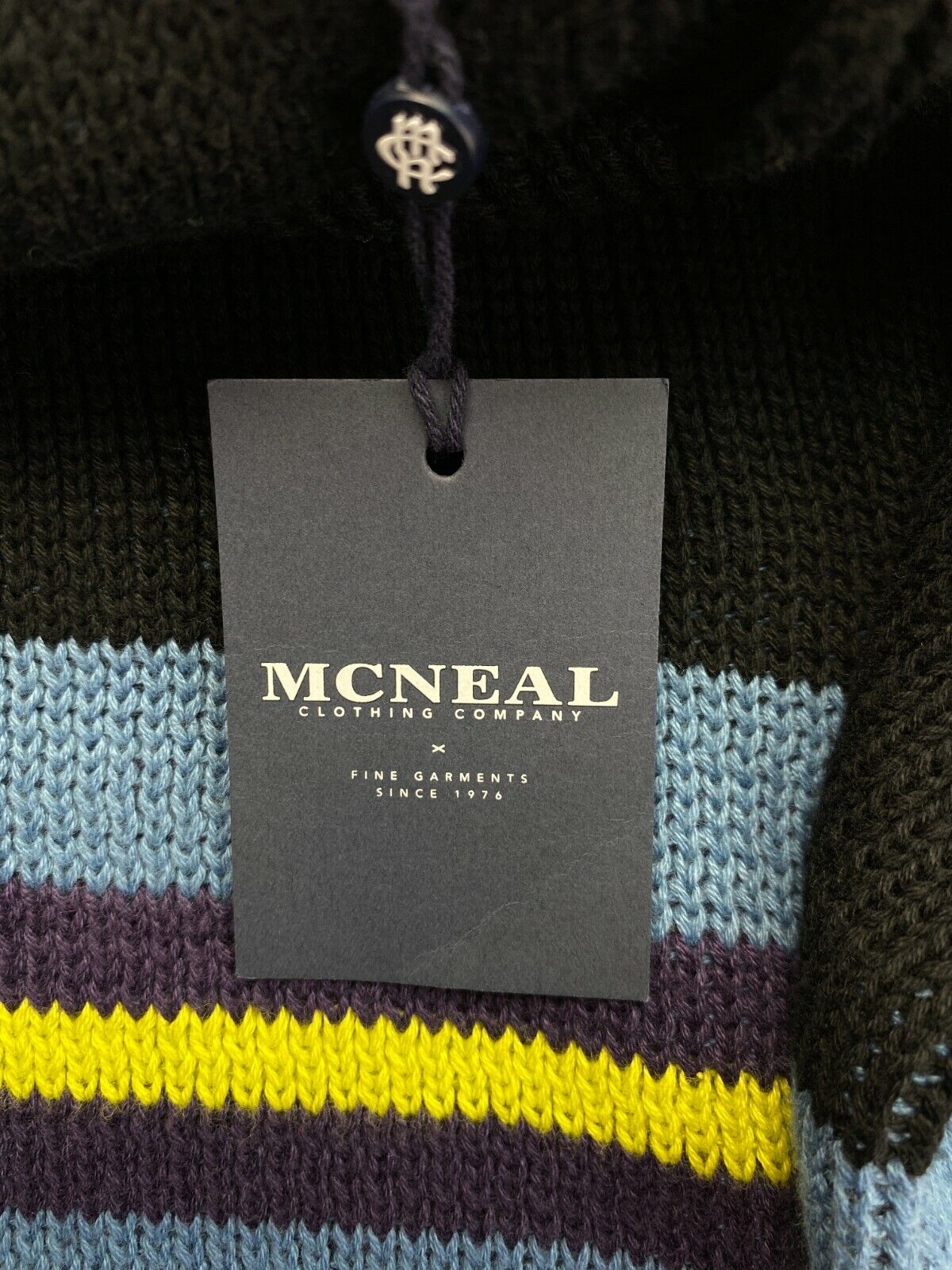 MCNEAL Black Striped Crew Neck Cotton Blend Sweater Jumper Size XL