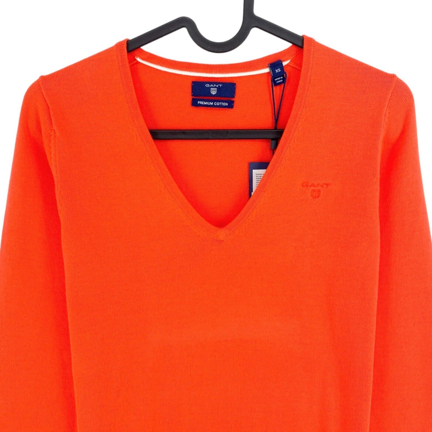 RRP €111 GANT Orange-Pink Lightweight Cotton V Neck Sweater Pullover Size XS