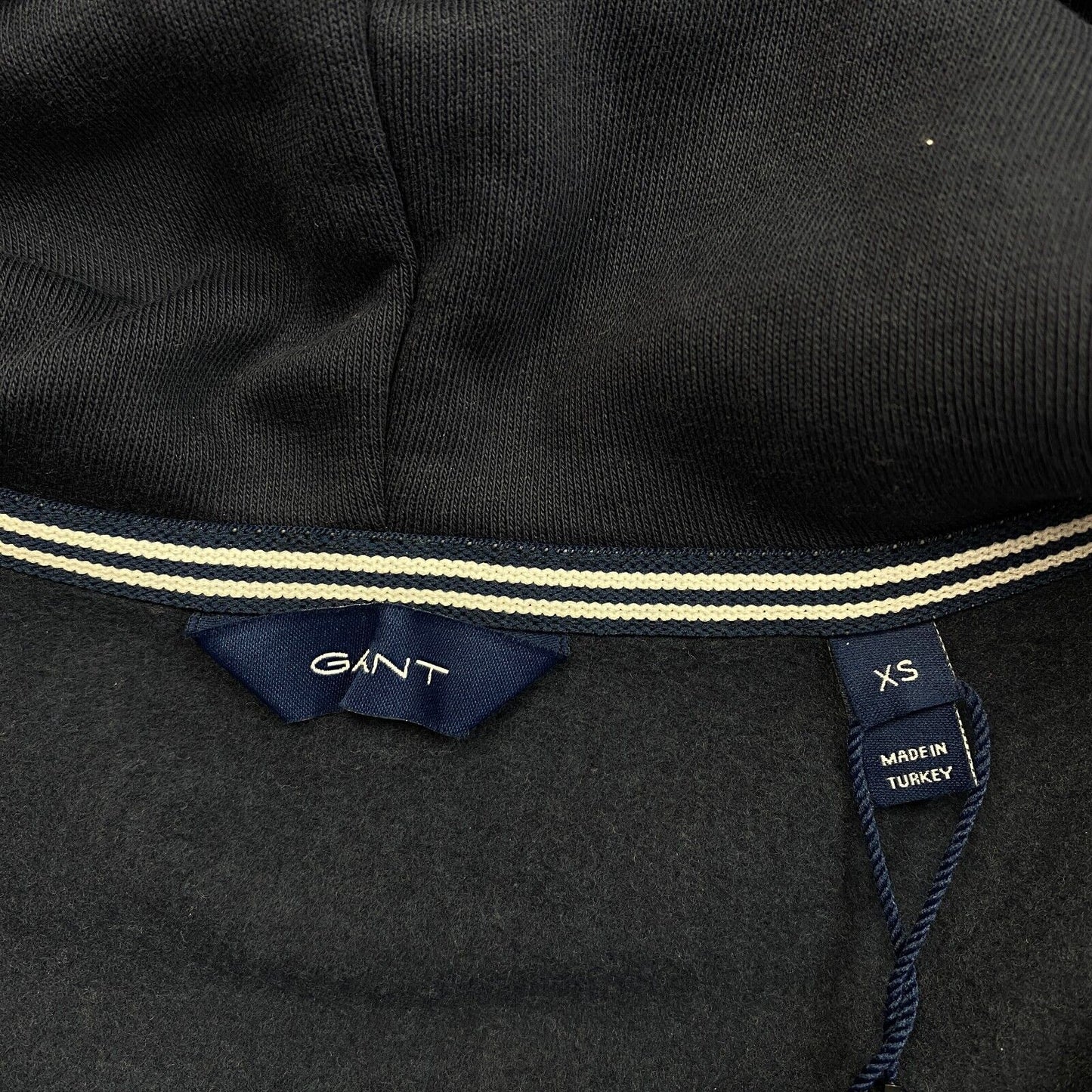 GANT Navy Blue Logo Full Zip Hoodie Sweater Jumper Size XS