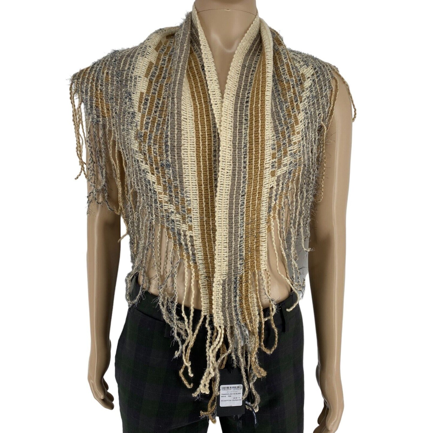 ARTISTI ITALIANI Beige Knitted Triangle Scarf Shawl