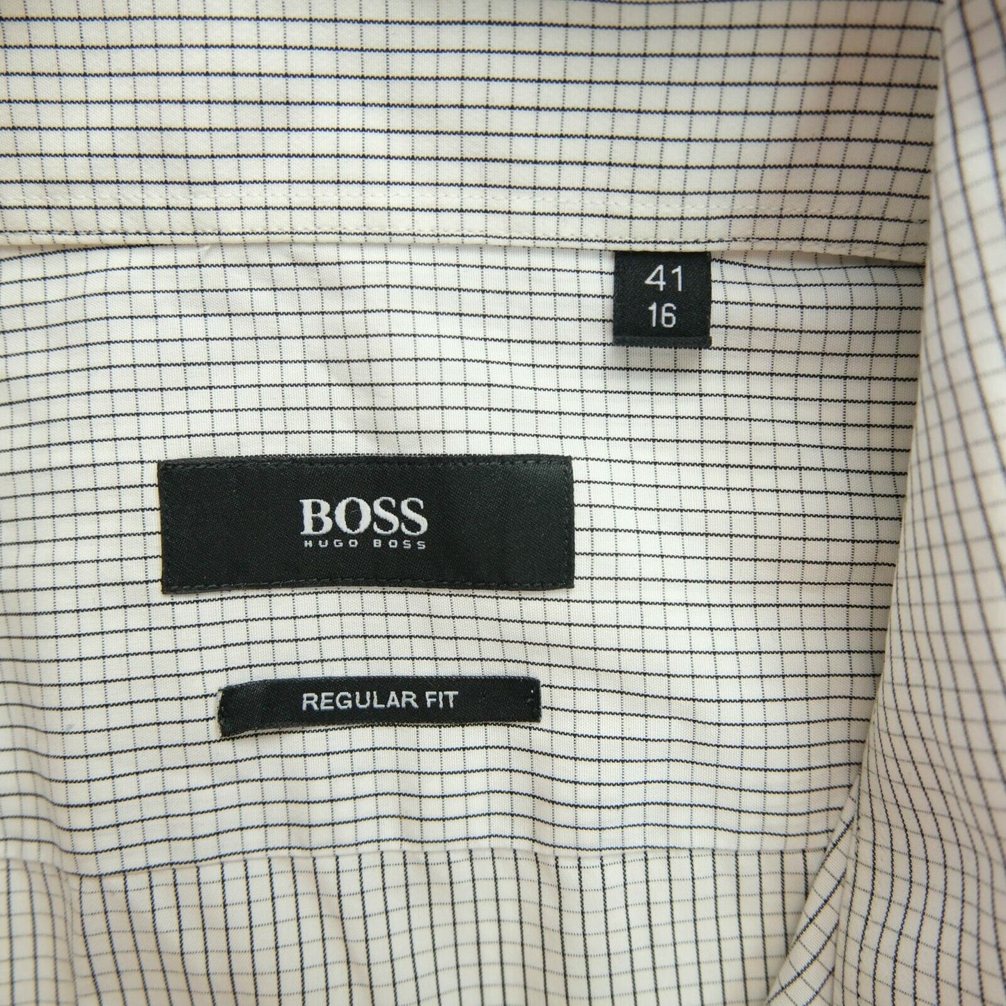 HUGO BOSS White Regular Fit Check Print Shirt Size 41 - M