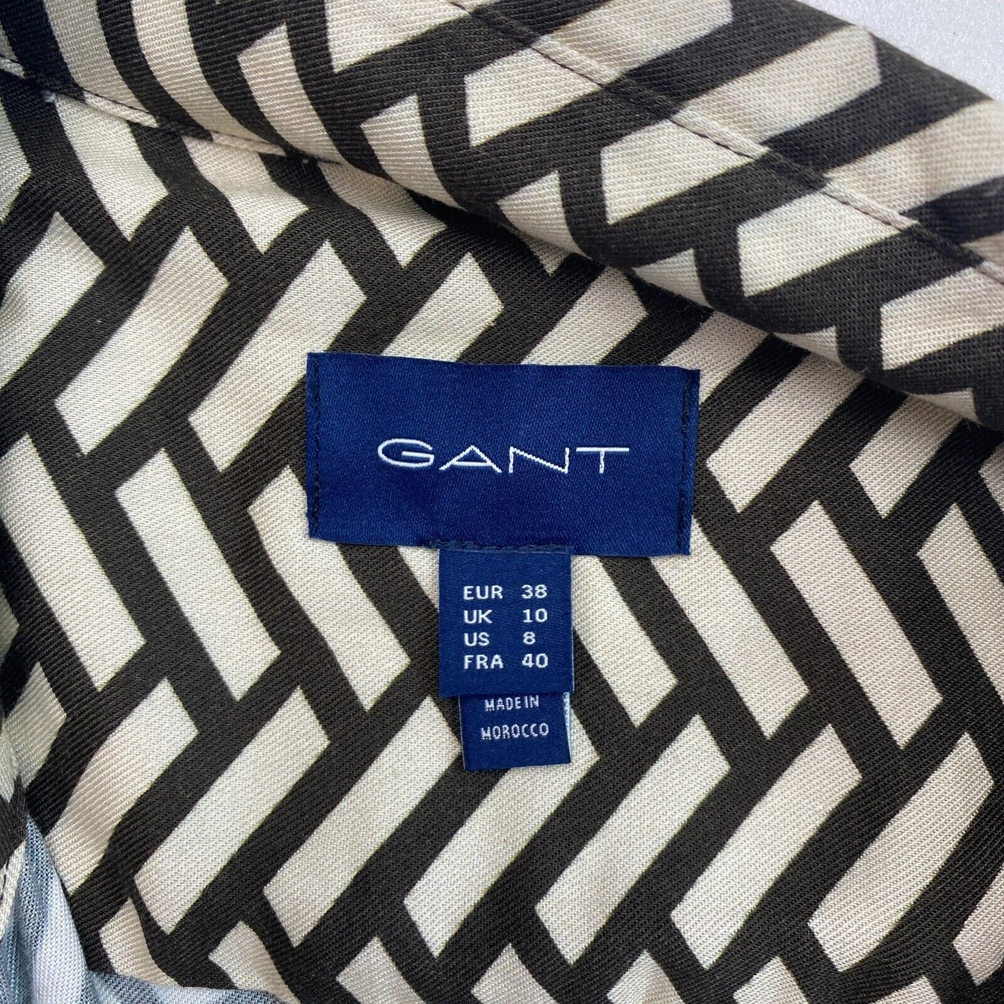 GANT Braunes geometrisches A-Linien-Hemdkleid, Größe EU 38 UK 10 US 8