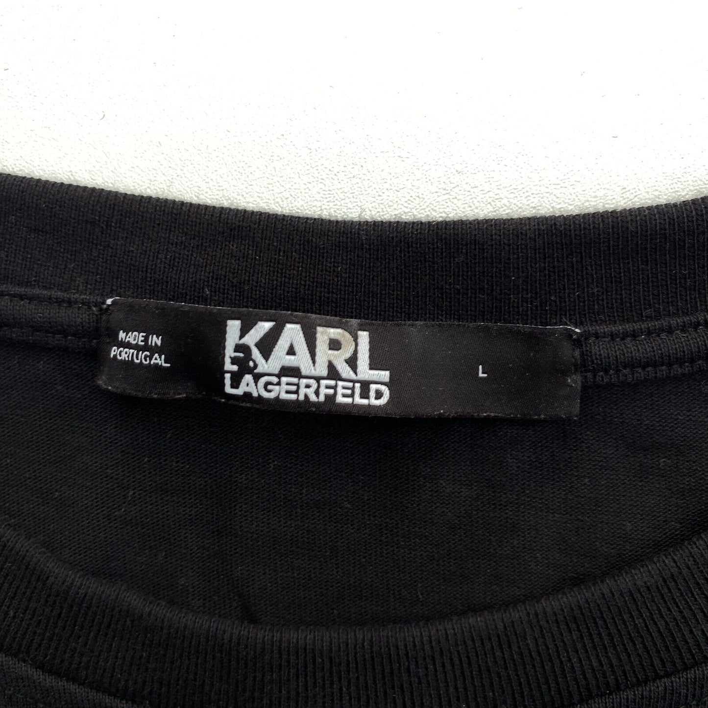 Karl Lagerfeld T-Shirt mit Rundhalsausschnitt und Ballon-Logo, Schwarz, Größe L