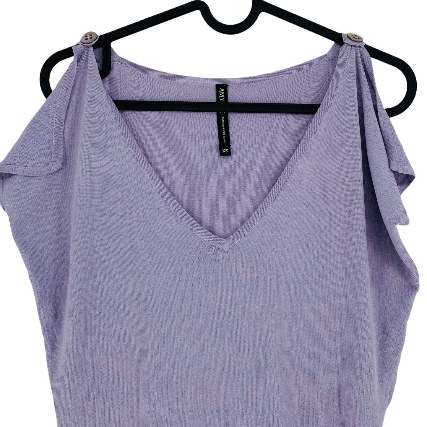 AMY GEE Light Purple Sleeveless Deep V-Neck Knit Top Blouse Size XS