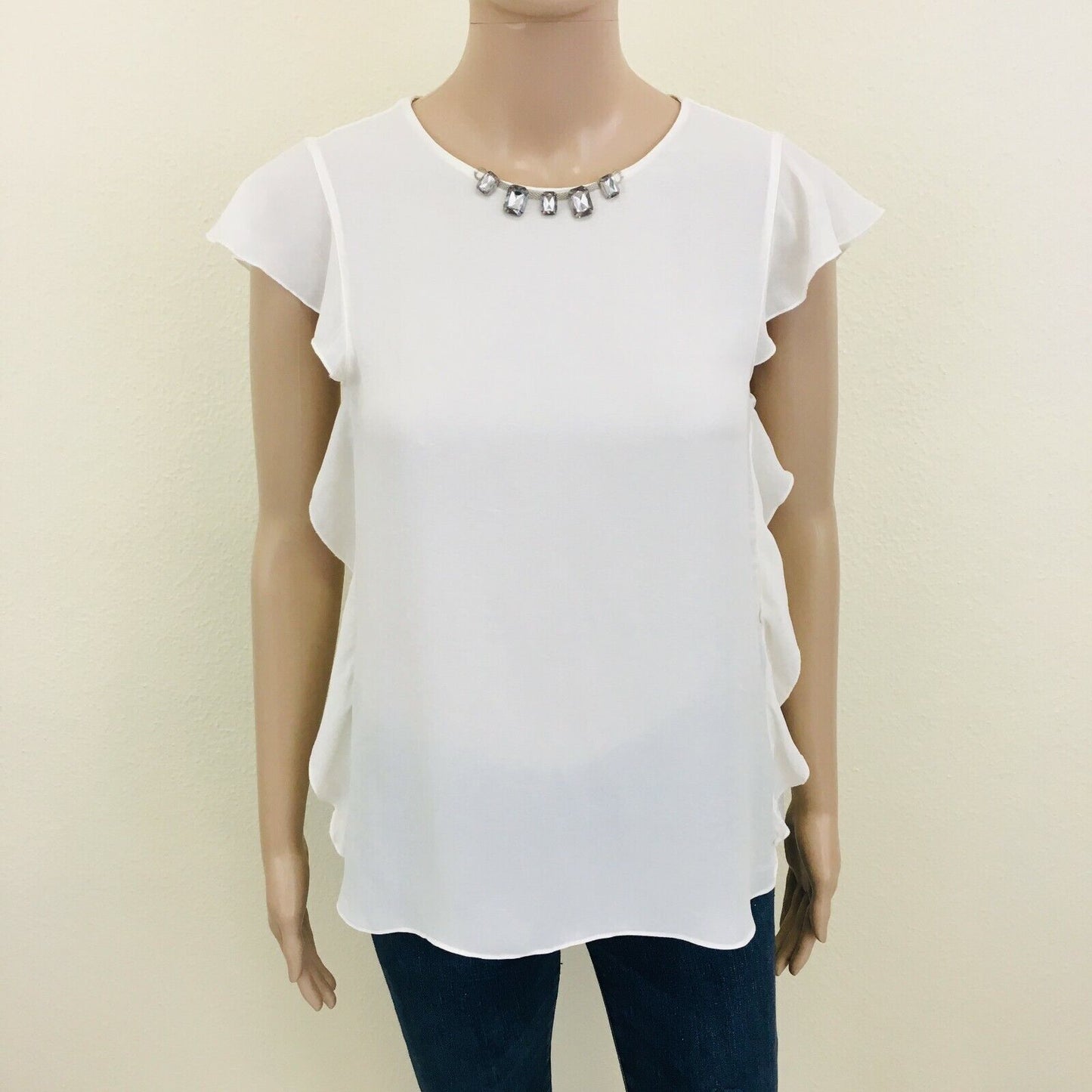 ZARA Milk White Blouse Shirt Top Size XS M