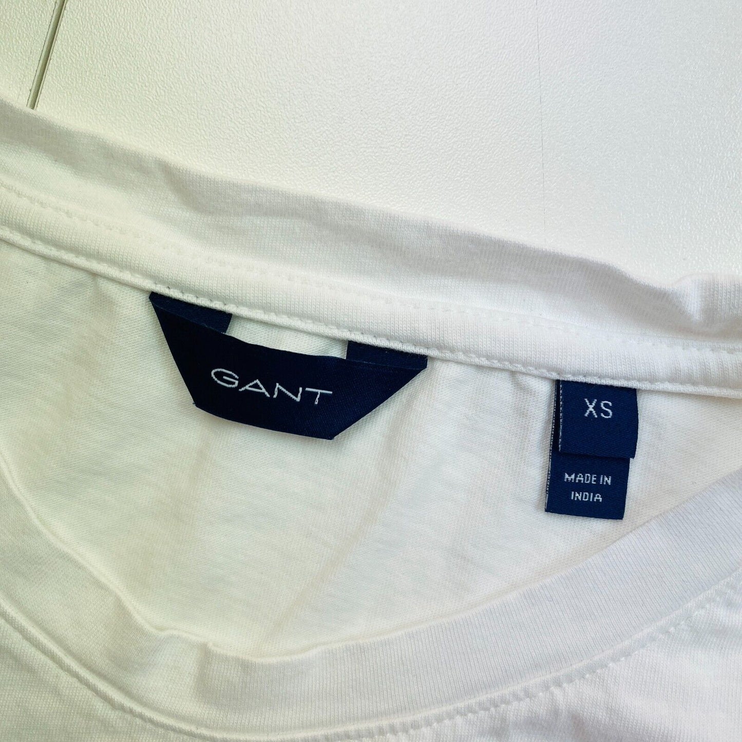 GANT T-shirt à manches longues et col rond avec logo blanc Taille XS