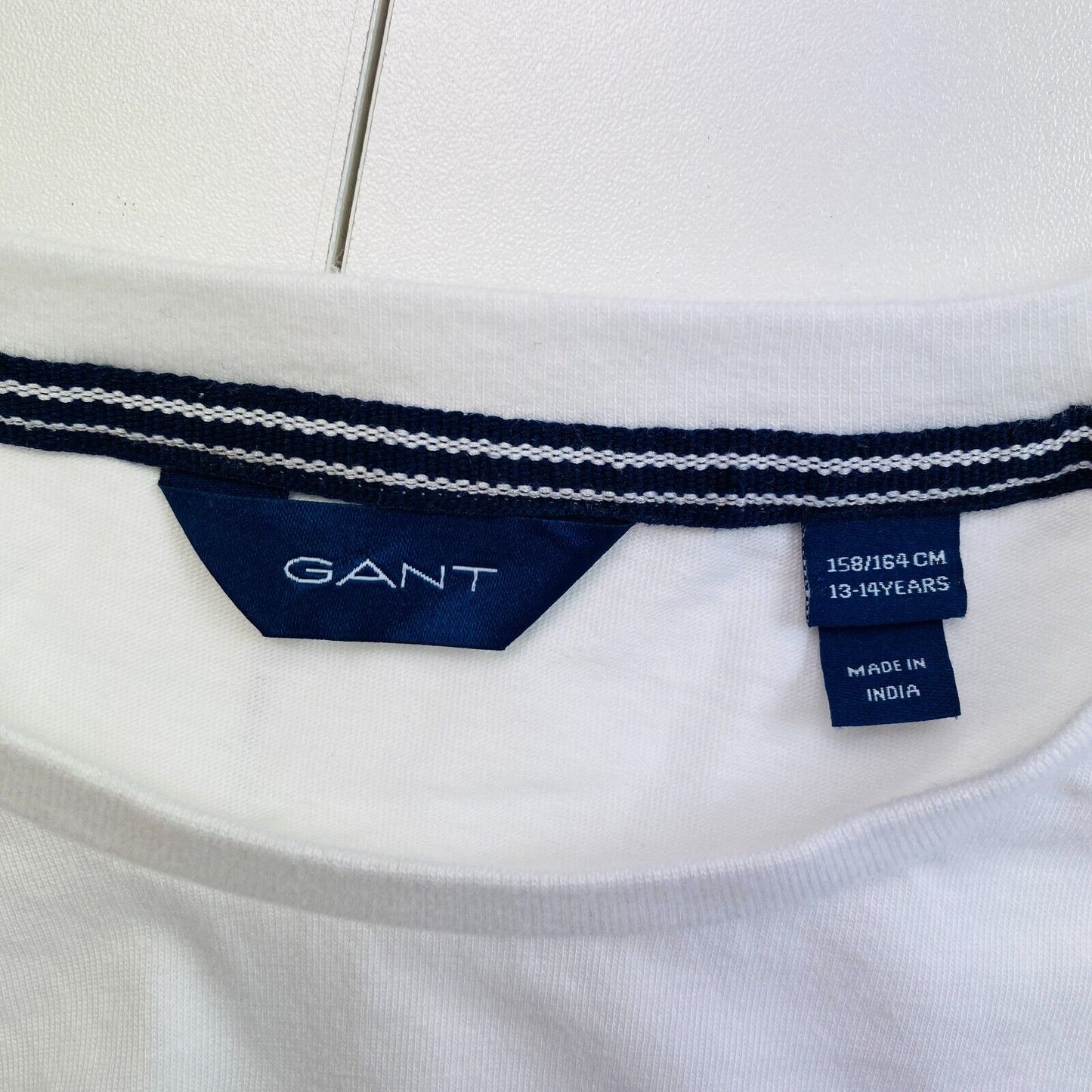 GANT Jungen T-Shirt Original Crew Langarm weiß Größe 13–14 Jahre 158/164 cm