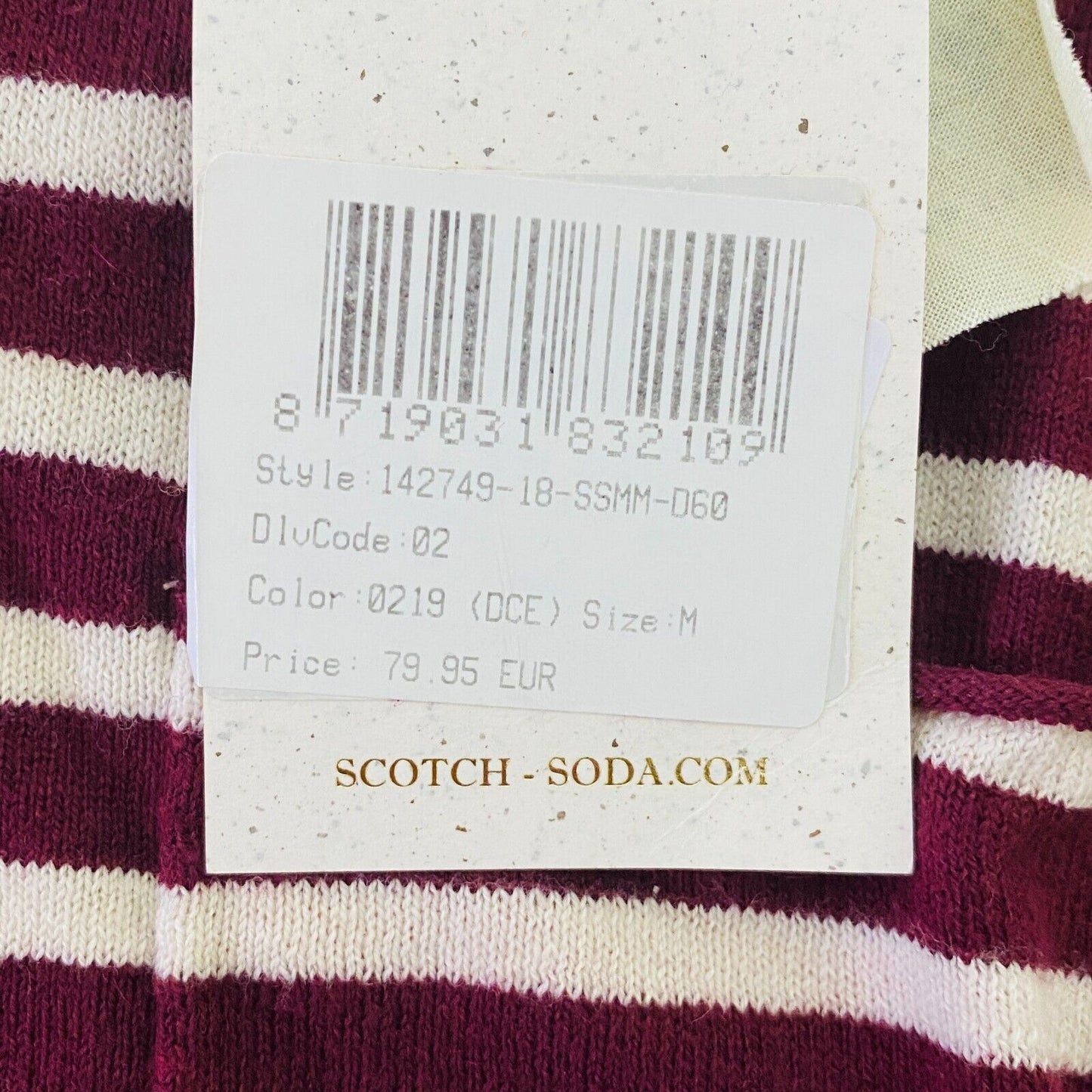 SCOTCH & SODA Mens Dark Red Striped Cotton Wool Crew Neck Sweater Jumper Size M