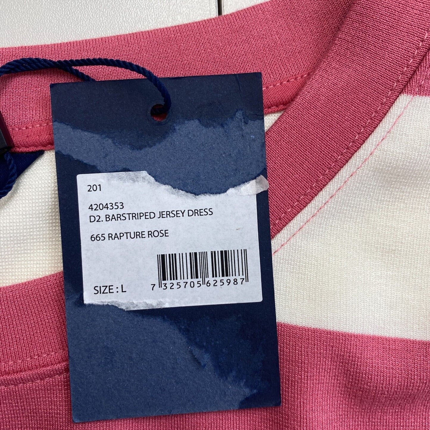 GANT Jerseykleid mit langen Ärmeln in A-Linie, Streifenmuster, Pink, Größe L