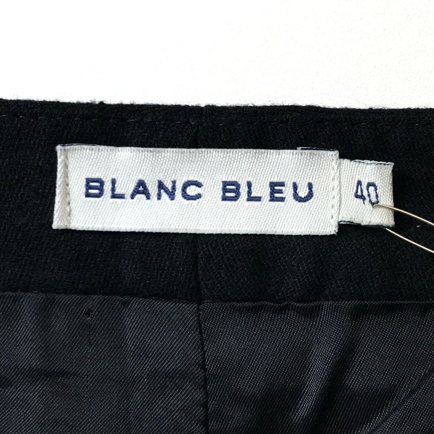 BLANC BLEU Women Navy Blue Regular Straight Fit Wool Blend Trousers Size 40 W27