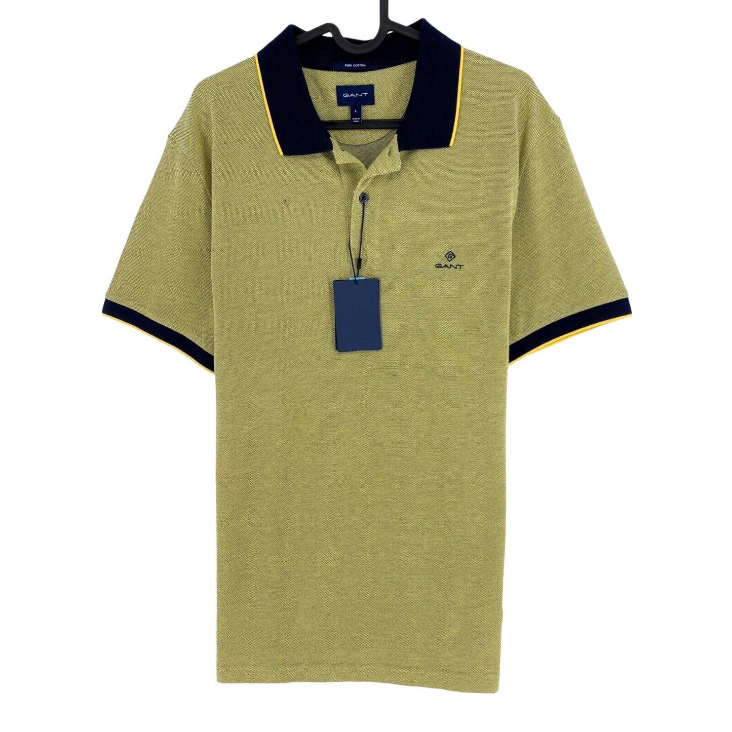 GANT Greenish Yellow 4-Col Oxford Pique Rugger Polo Shirt Size L