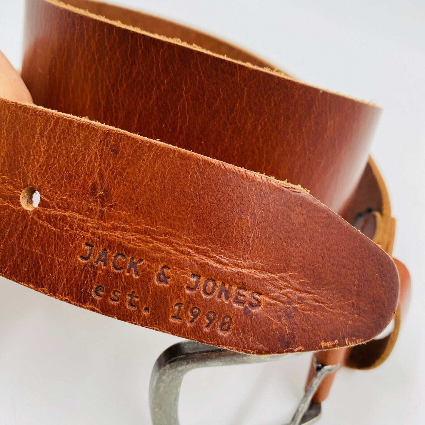 Jack & Jones Brown 100% Leather Belt Size 80 cm