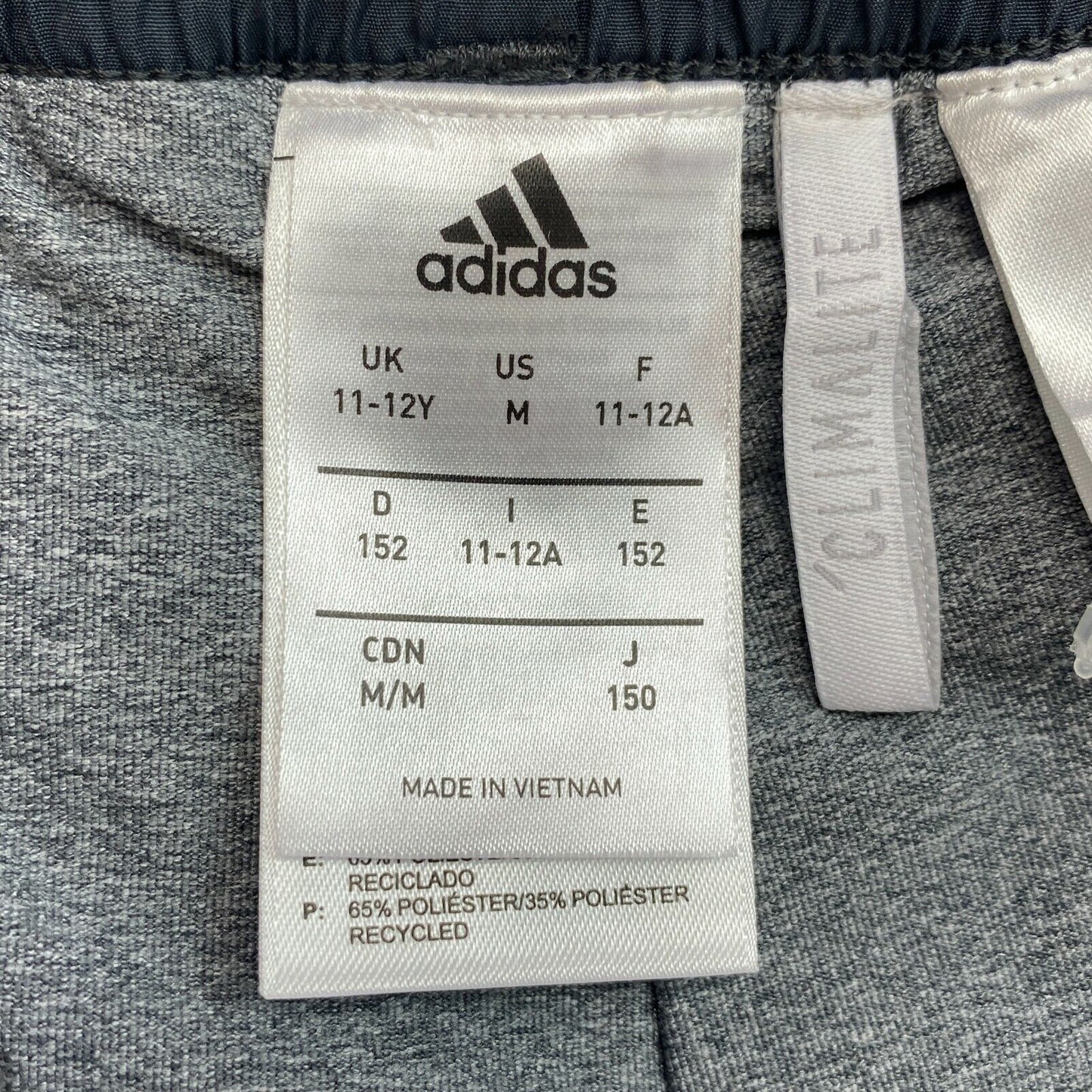 Adidas Climalite Boys Grey Run Athletic Shorts Size 11 -12 Years