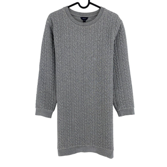 GANT Grey Textured Long Sleeves Crew Neck Jumper Dress Size M