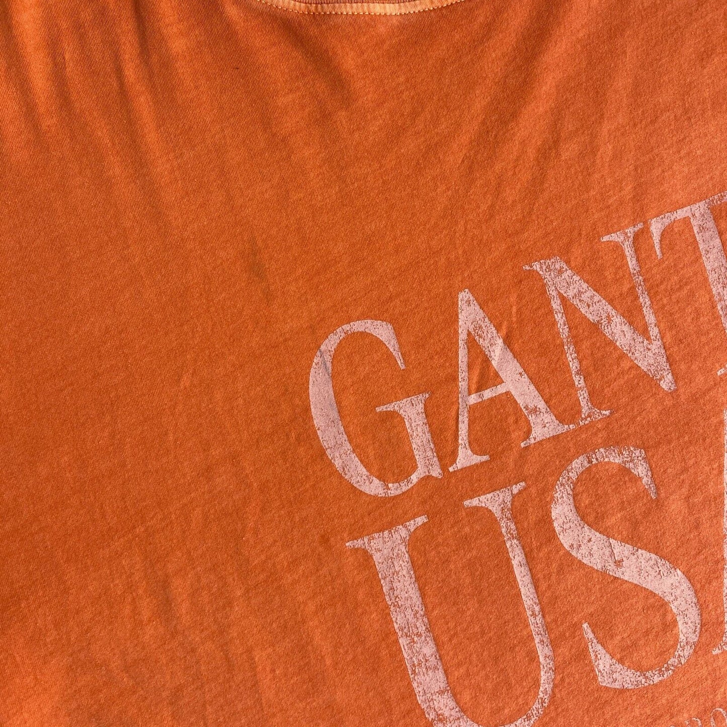 GANT Pinkish Orange Sun Faded Gant USA Crew Neck T Shirt Size XL