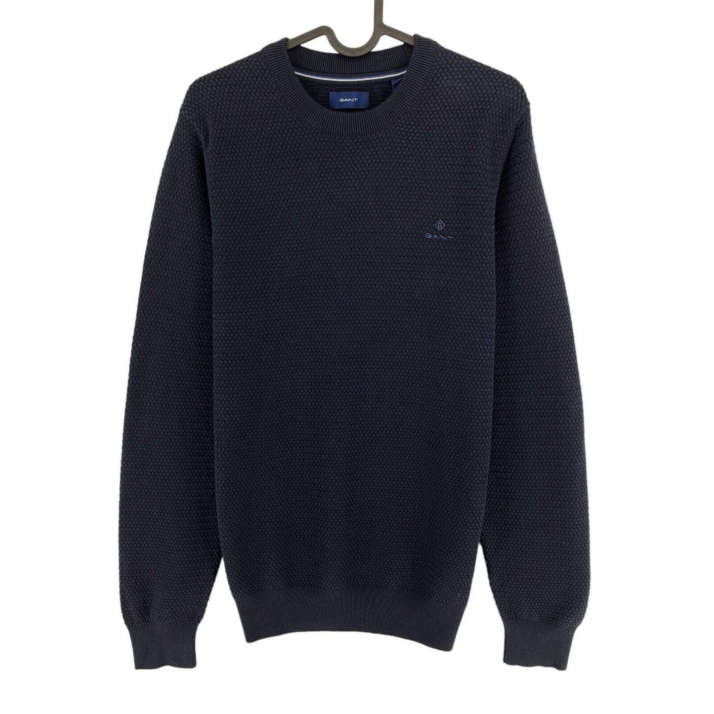 GANT Navy  Blue Basket Weave Crew Neck Sweater Jumper Size S