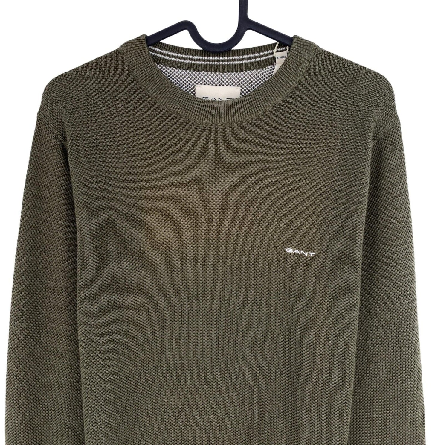 GANT Men Dark Green Cotton Pique Crew Neck Sweater Jumper Size L