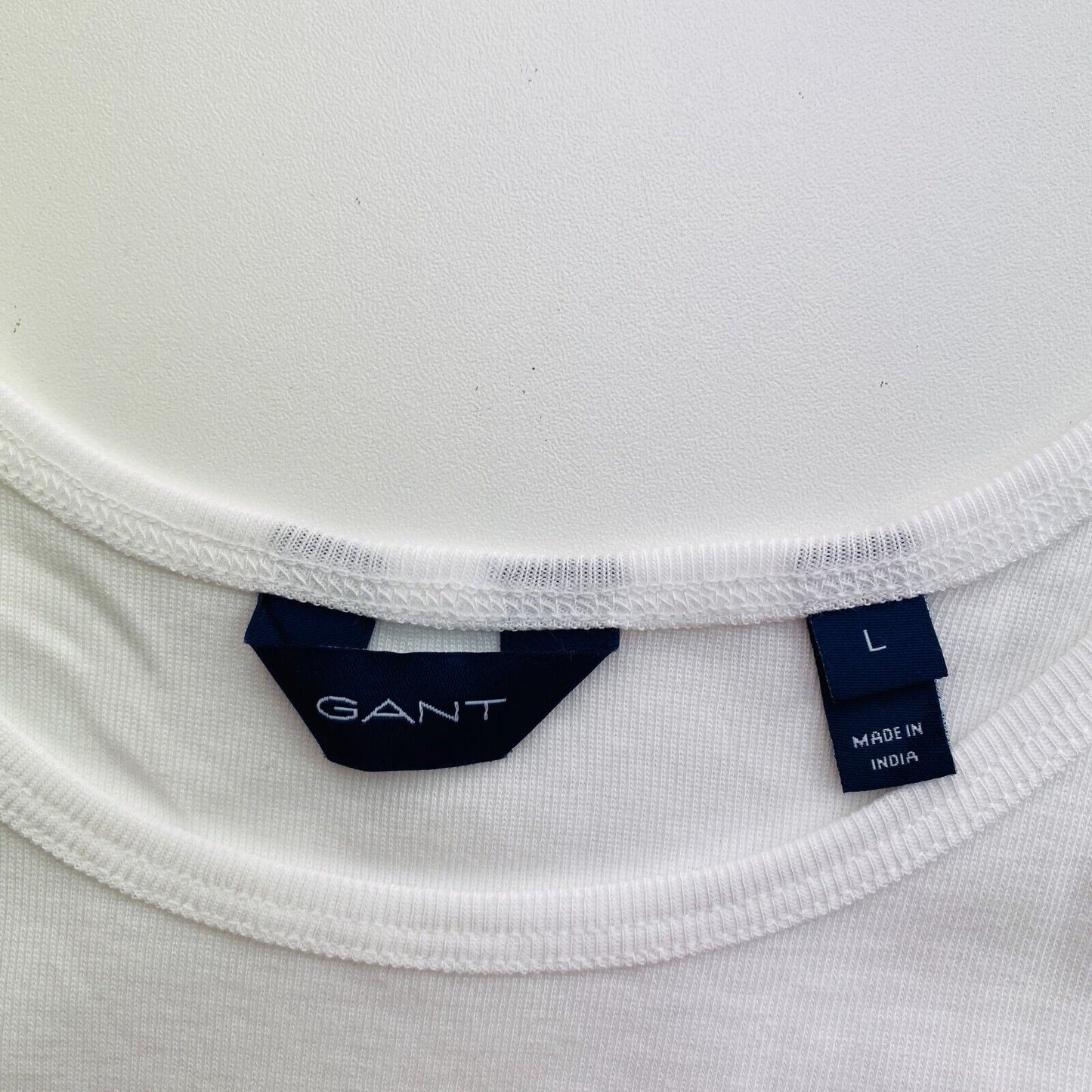 GANT Women White 1x1 Rib Tank Top Size L