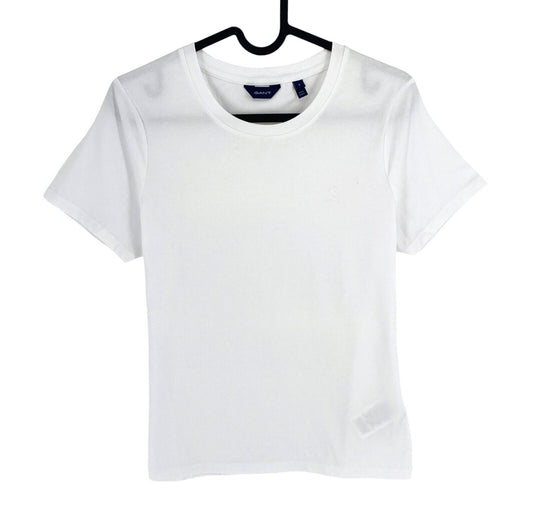 GANT Women White CTN/ELA Crew Neck SS T Shirt Size S