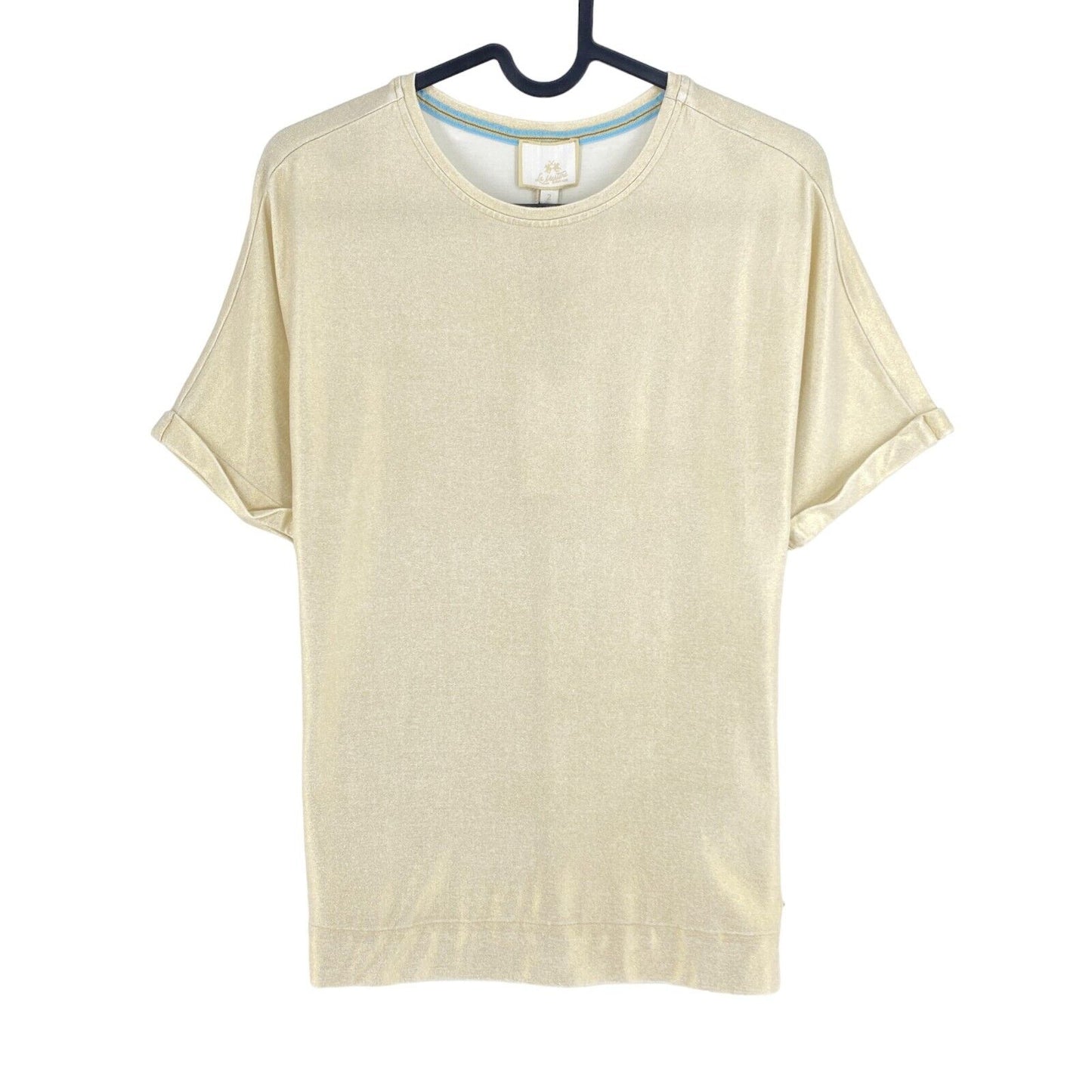 LA MARTINA Light Gold Short Sleeves Crew Neck T Shirt Top Size  2 / S