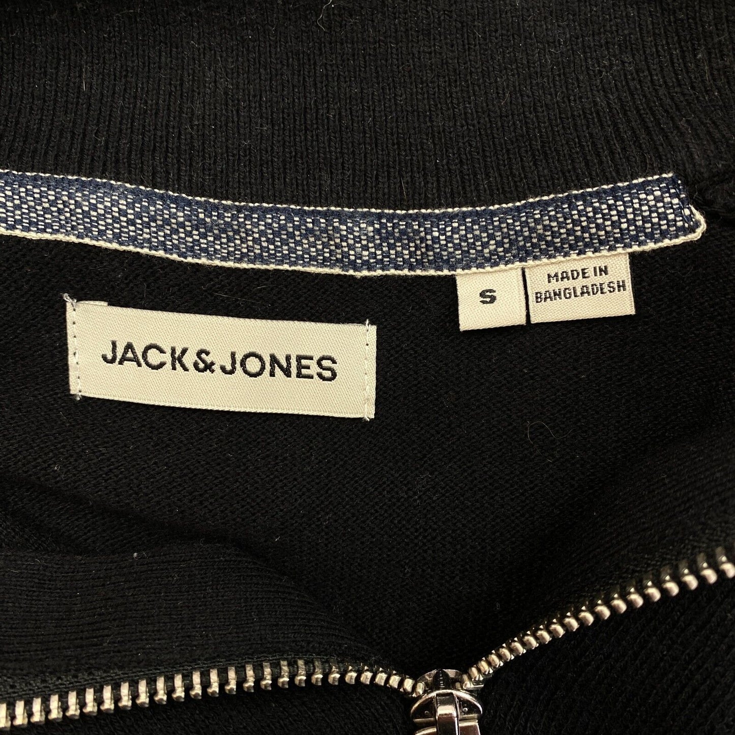 JACK&amp;JONES Pull en tricot noir demi-zip Pull Jumper Taille S