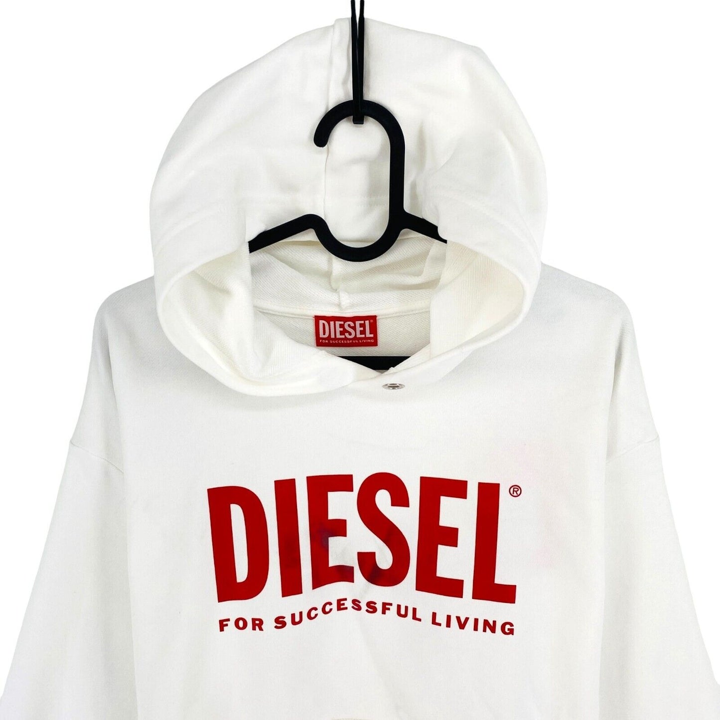 DIESEL Girls White SKRALOGO Cropped Hoodie Sweater Size 14 Years