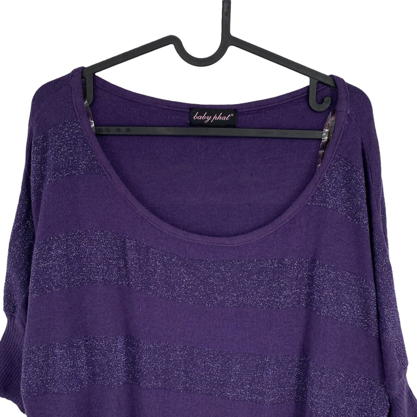 BABY PHAT Blouse Rayée Violet Col Rond Taille SM