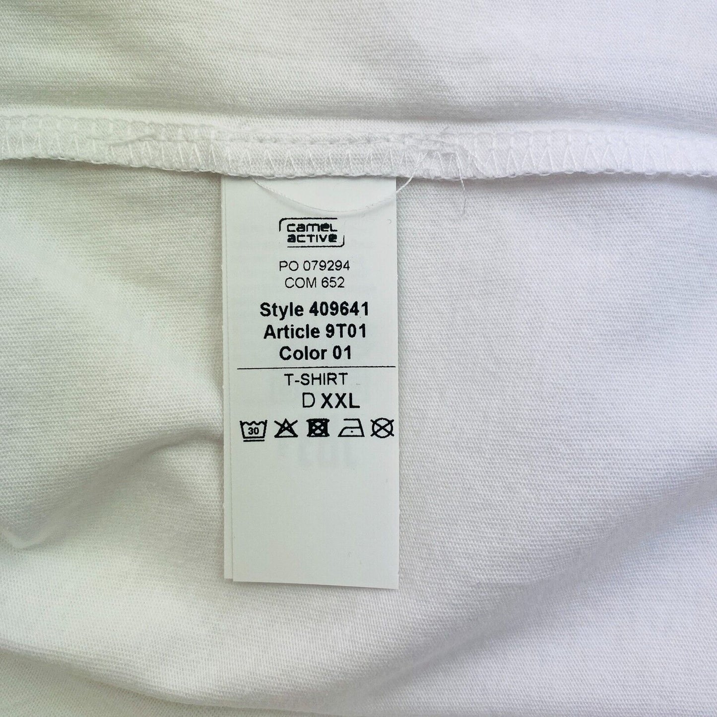 Camel Active Men White Solid Short Sleeves Crew Neck T Shirt Size 2XL XXL