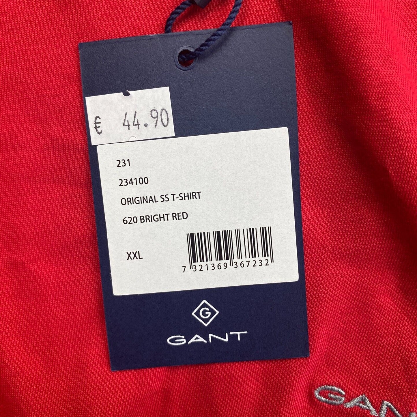 GANT Men Red Original Crew Neck Short Sleeve T Shirt Size 2XL XXL