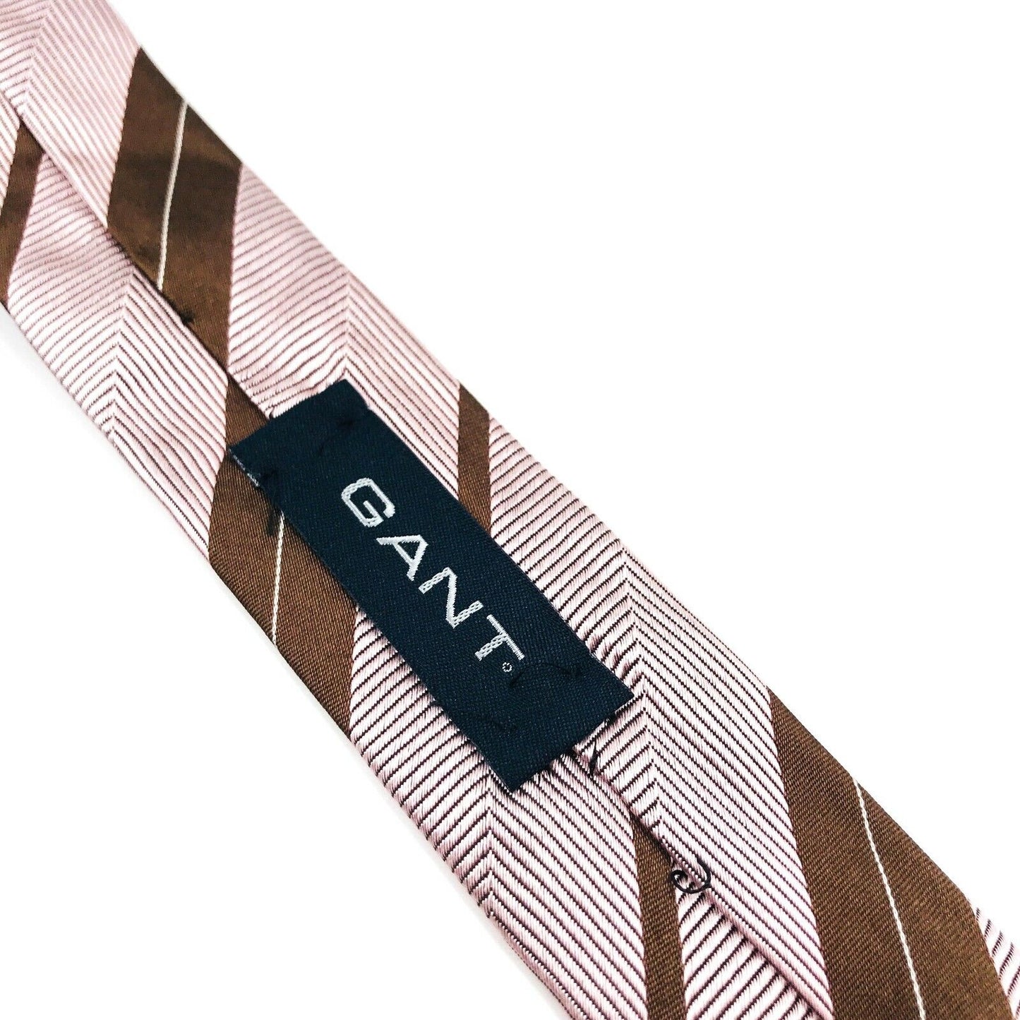 GANT Brown Pink Striped 100% Silk Tie Made In Italy