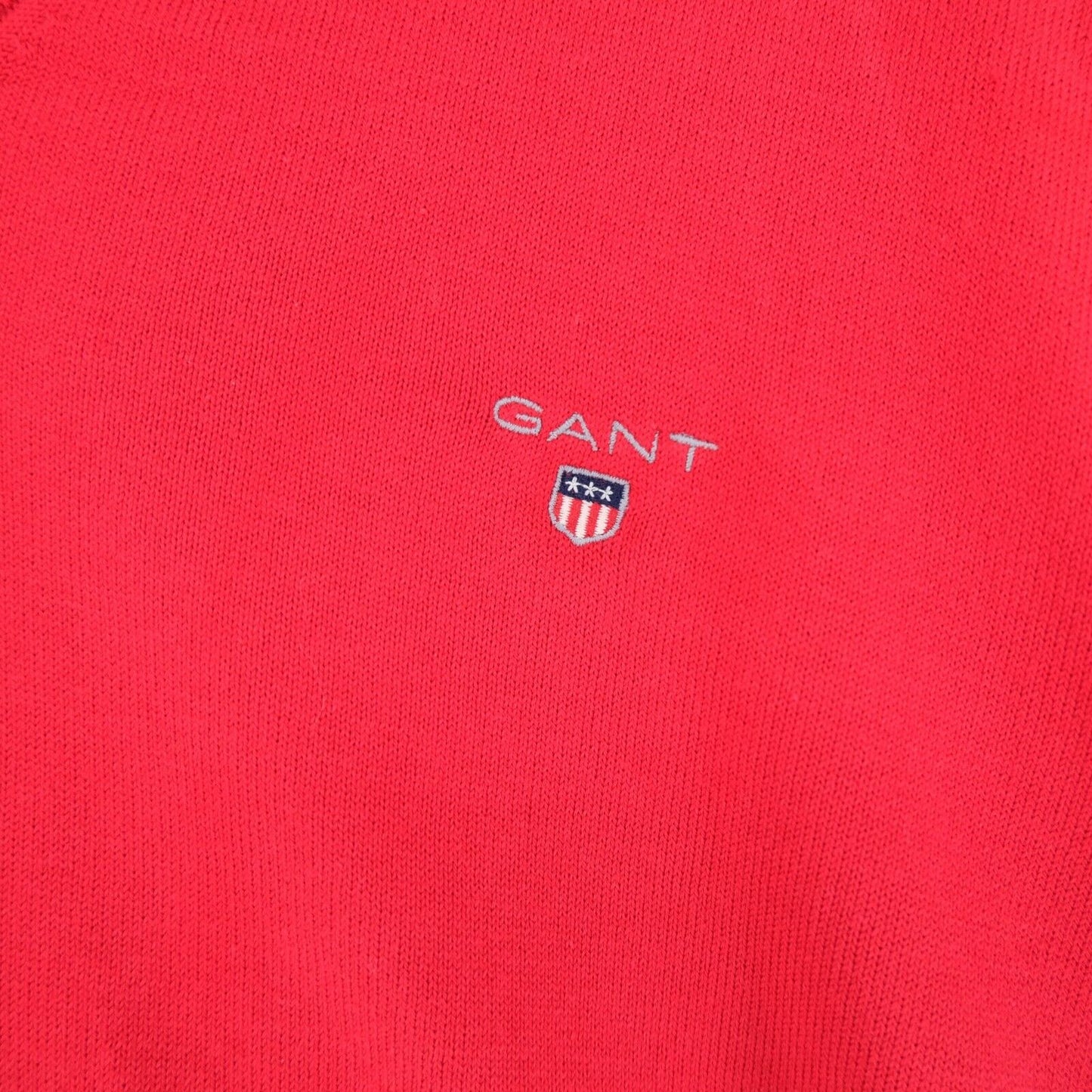 GANT Red V Neck 100% Cotton Jumper Sweater Pullover Size 2XL XXL