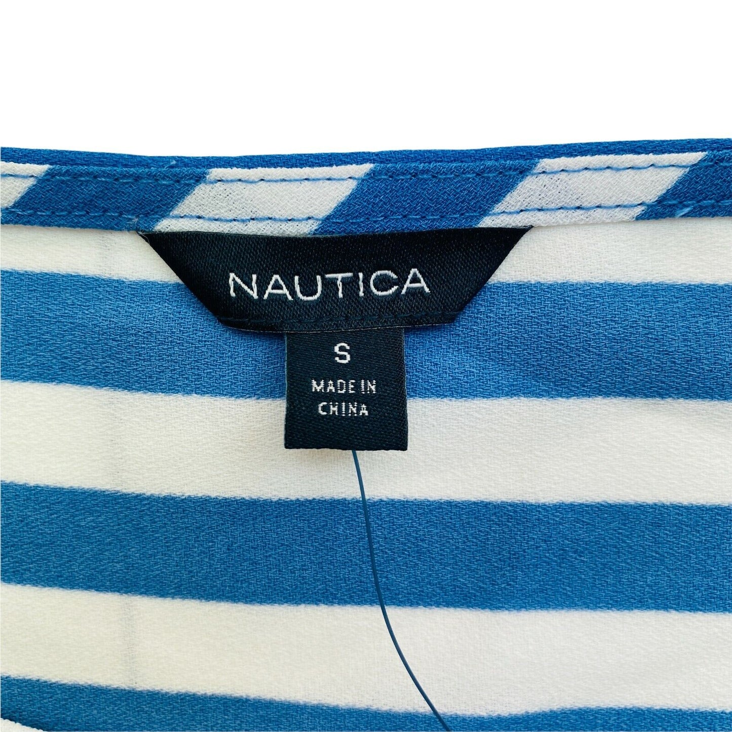 NAUTICA Blue Striped Crew Neck Sleeveless Blouse Top Size S