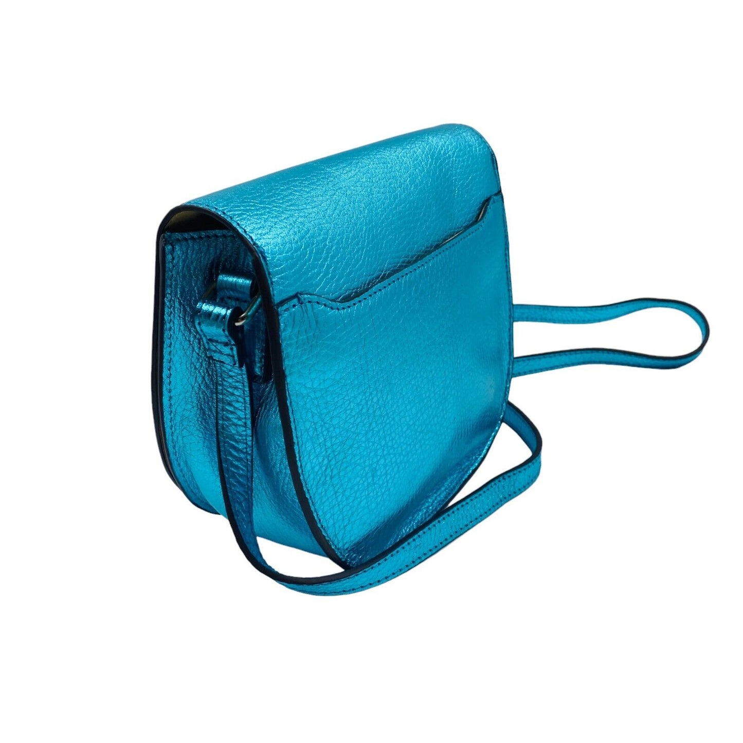 NEUVILLE Blue Metal Leather Shoulder Bag