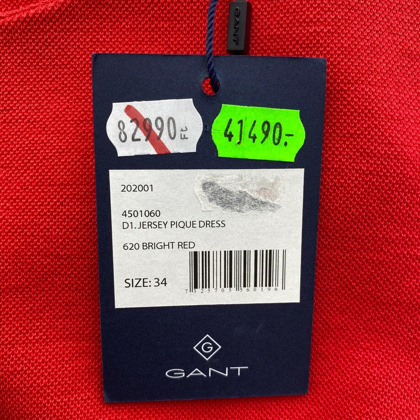 GANT Red Jersey Pique Crew Neck Dress Size EU 34 UK 6 US 4