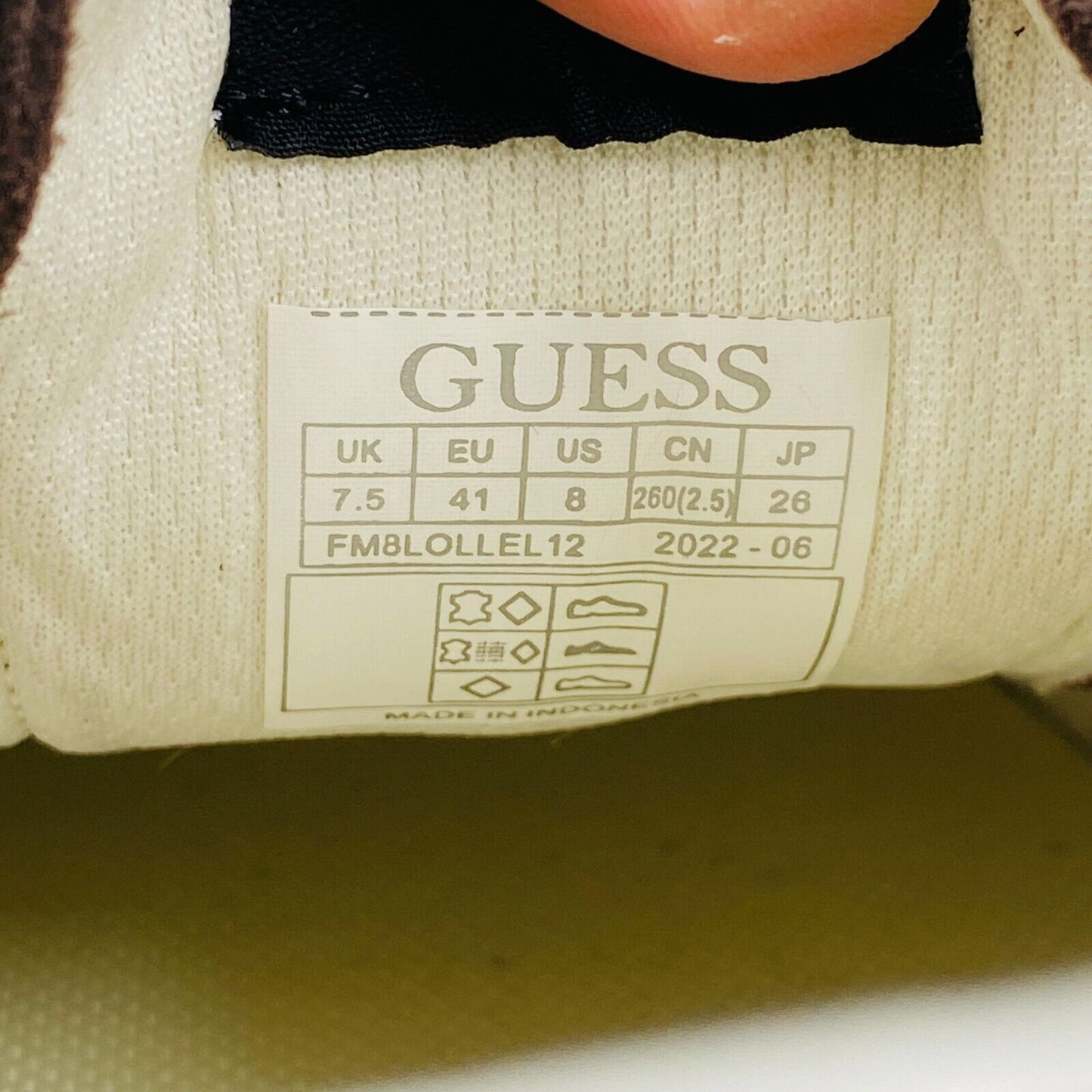 GUESS Mens White Brown Distressed Trainers Sneakers Shoes EUR 41 US 8 UK 7.5