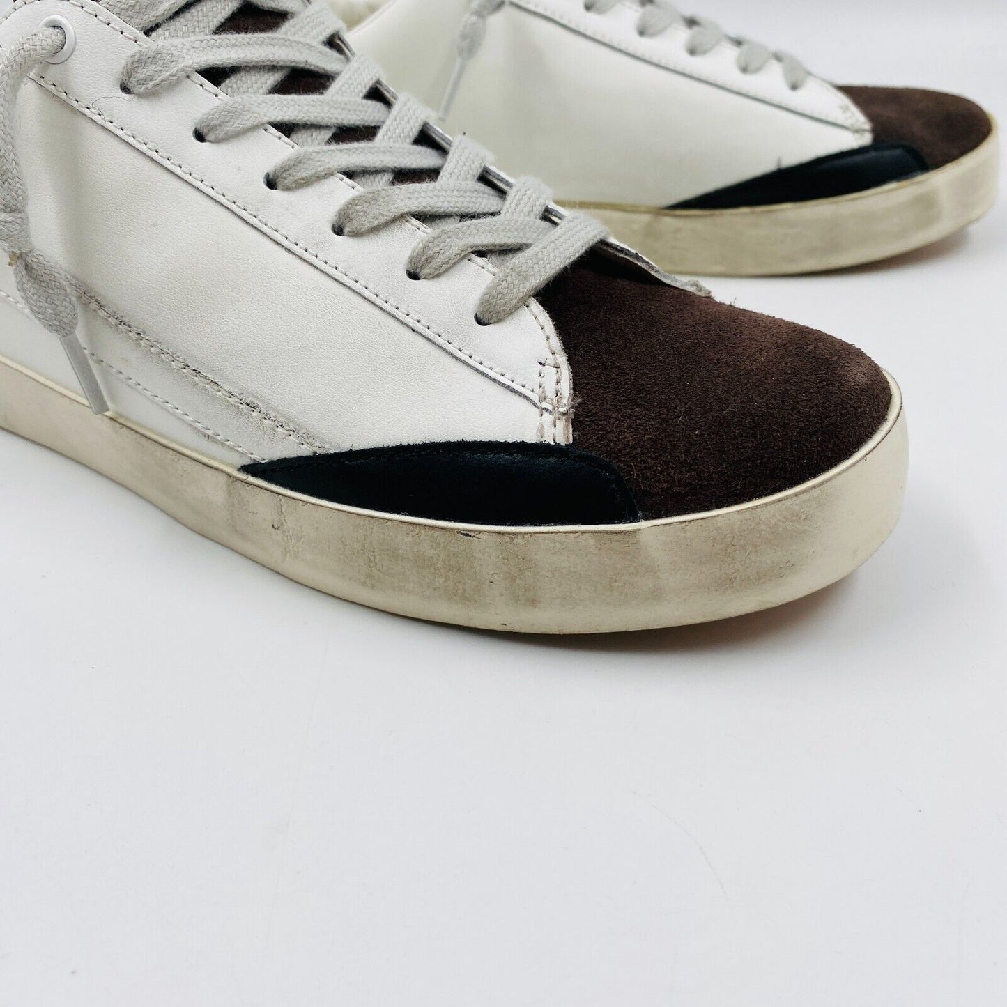 GUESS Mens White Brown Distressed Trainers Sneakers Shoes EUR 41 US 8 UK 7.5