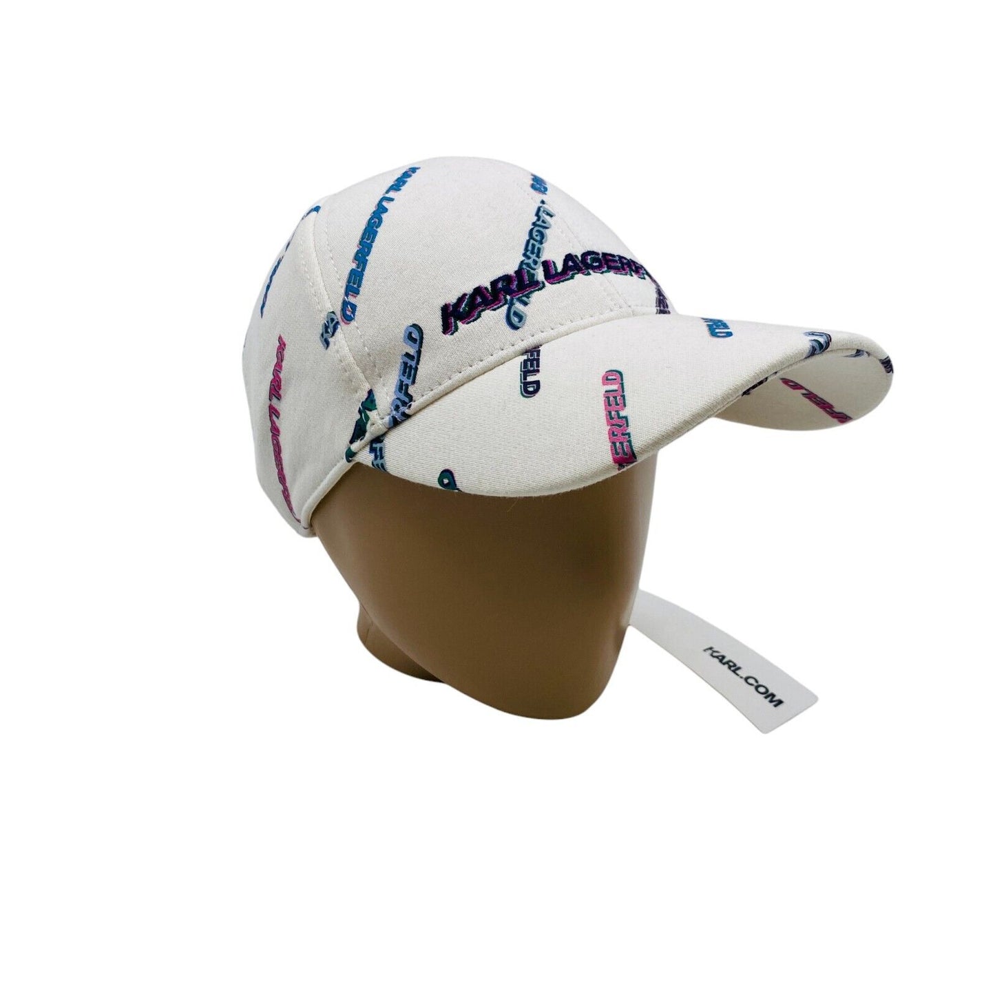 Karl Lagerfeld Women White Logo Baseball Twill Cap Hat One Size