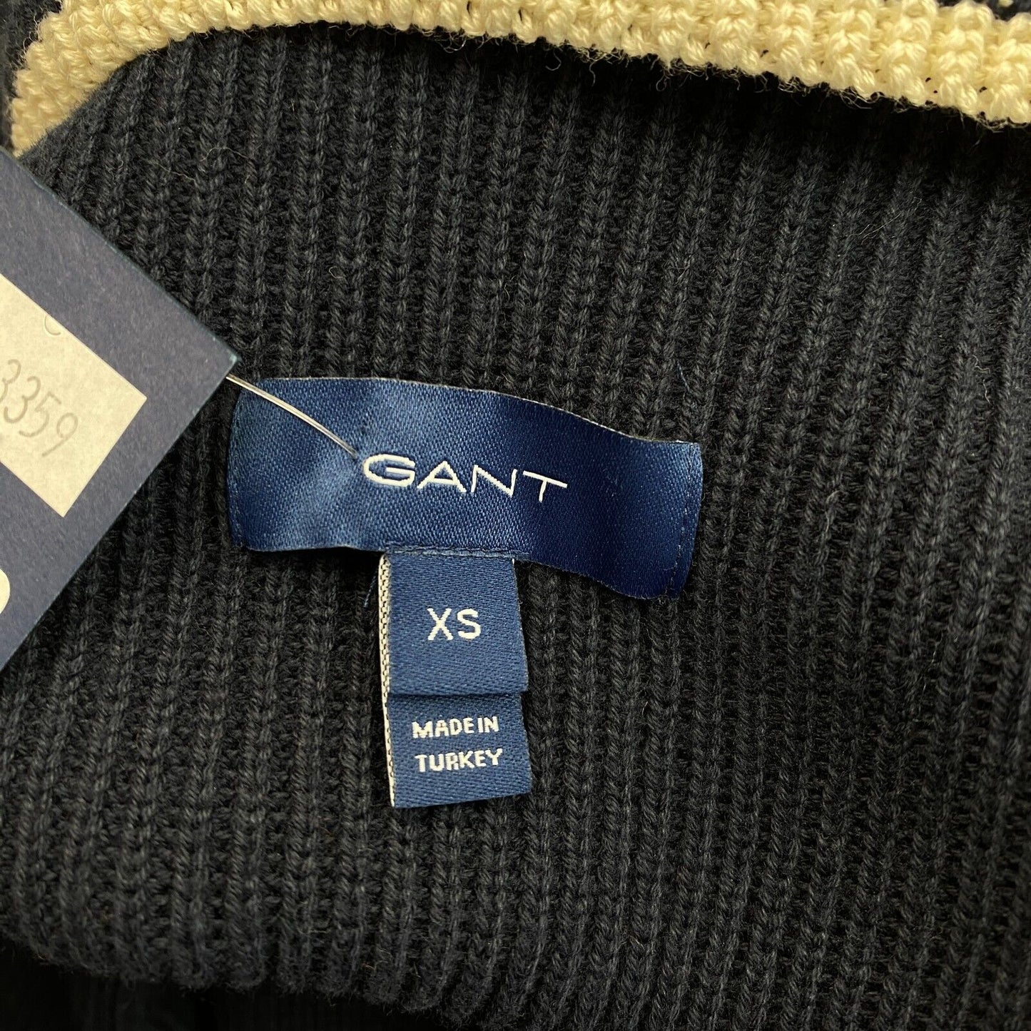 GANT Navy Blue Rib Mock Neck Sweater Jumper Size XS