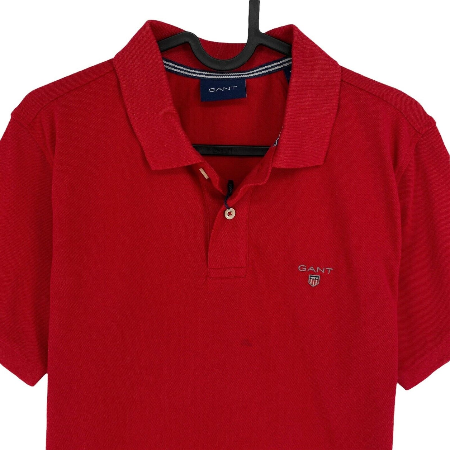 GANT Red Solid Pique Rugger Polo Shirt Size S