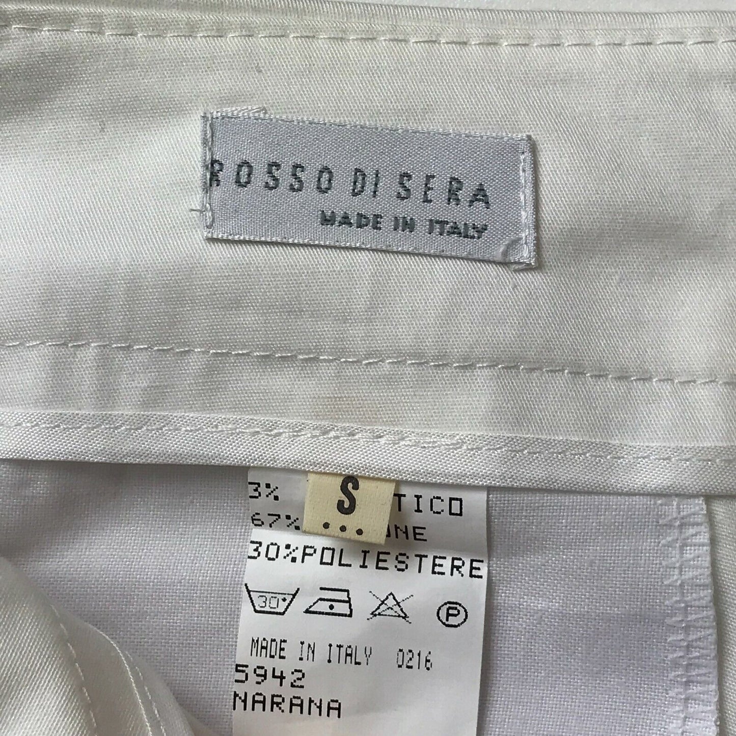 ROSSODISERA Women White Stretch Loose Bootcut Fit Trousers Size S W28