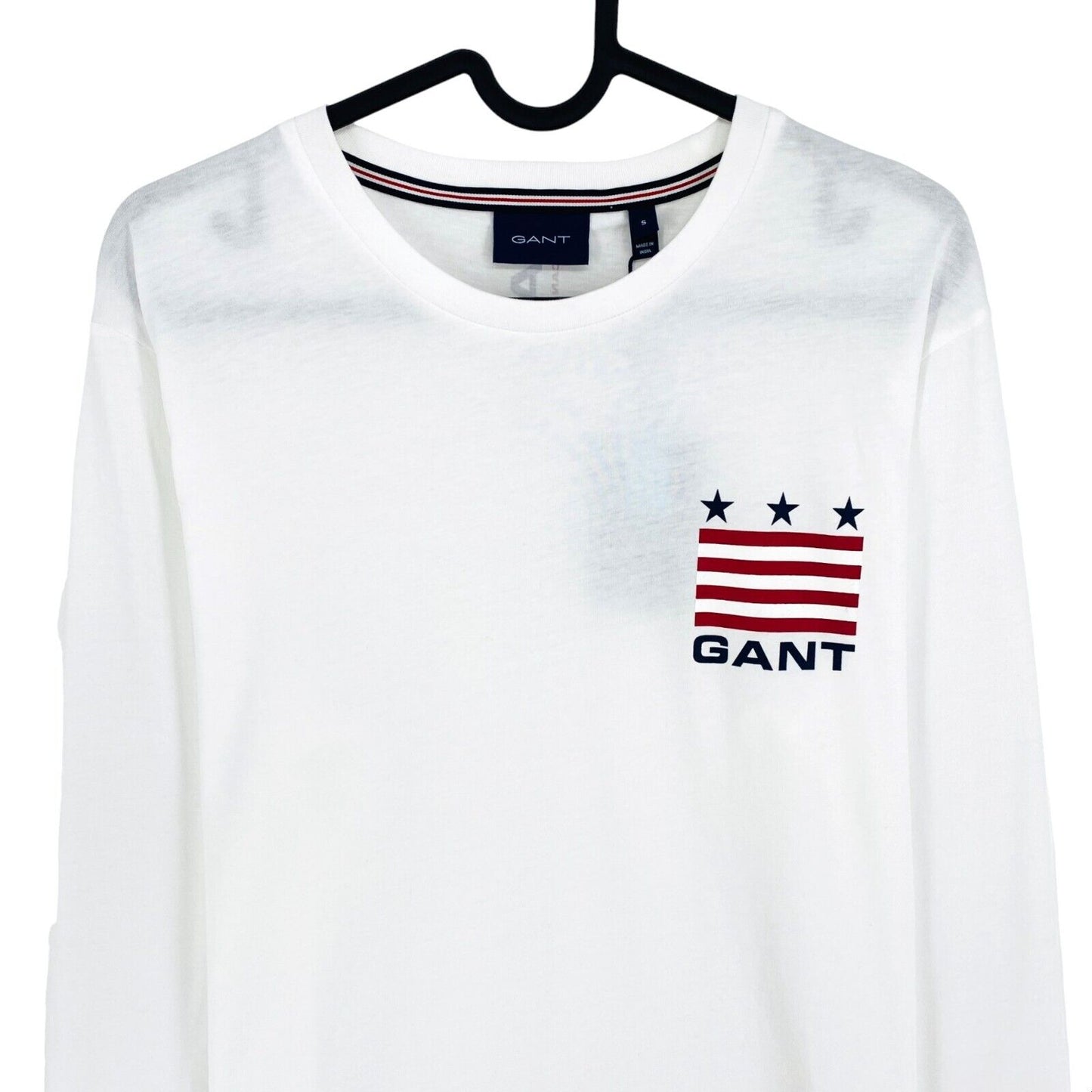 GANT White Retro Shield Crew Neck Long Sleeves T Shirt Size S