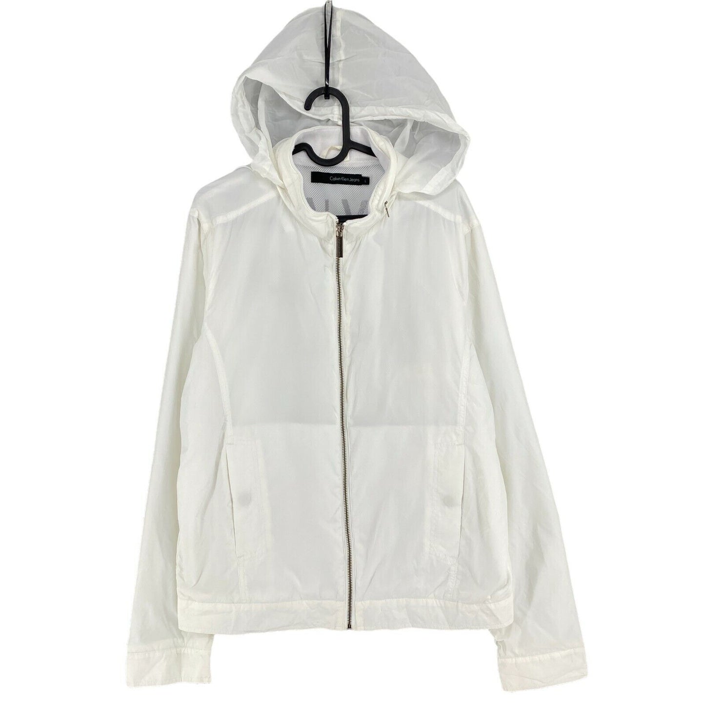 Calvin Klein Jeans White Hooded Jacket Size L