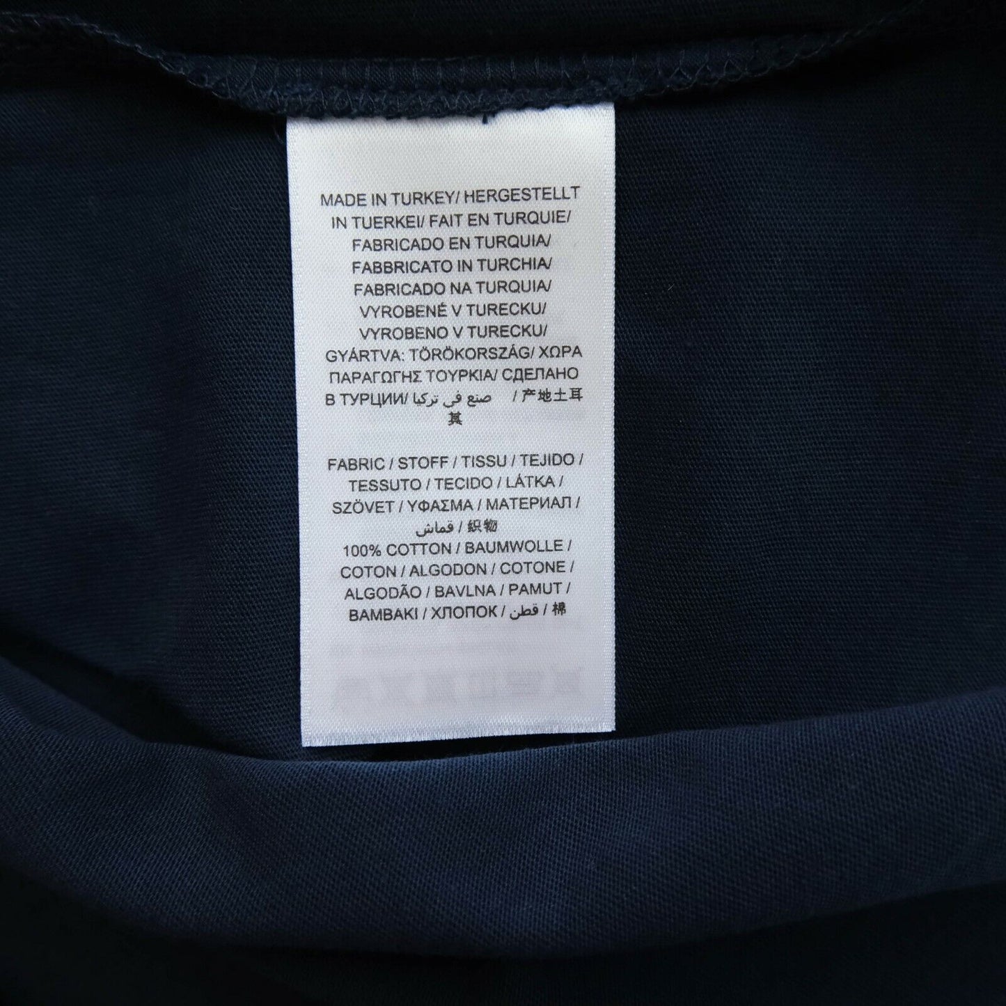 GANT Marineblaues T-Shirt mit großem Logo, Rundhalsausschnitt, lange Ärmel, Größe XS