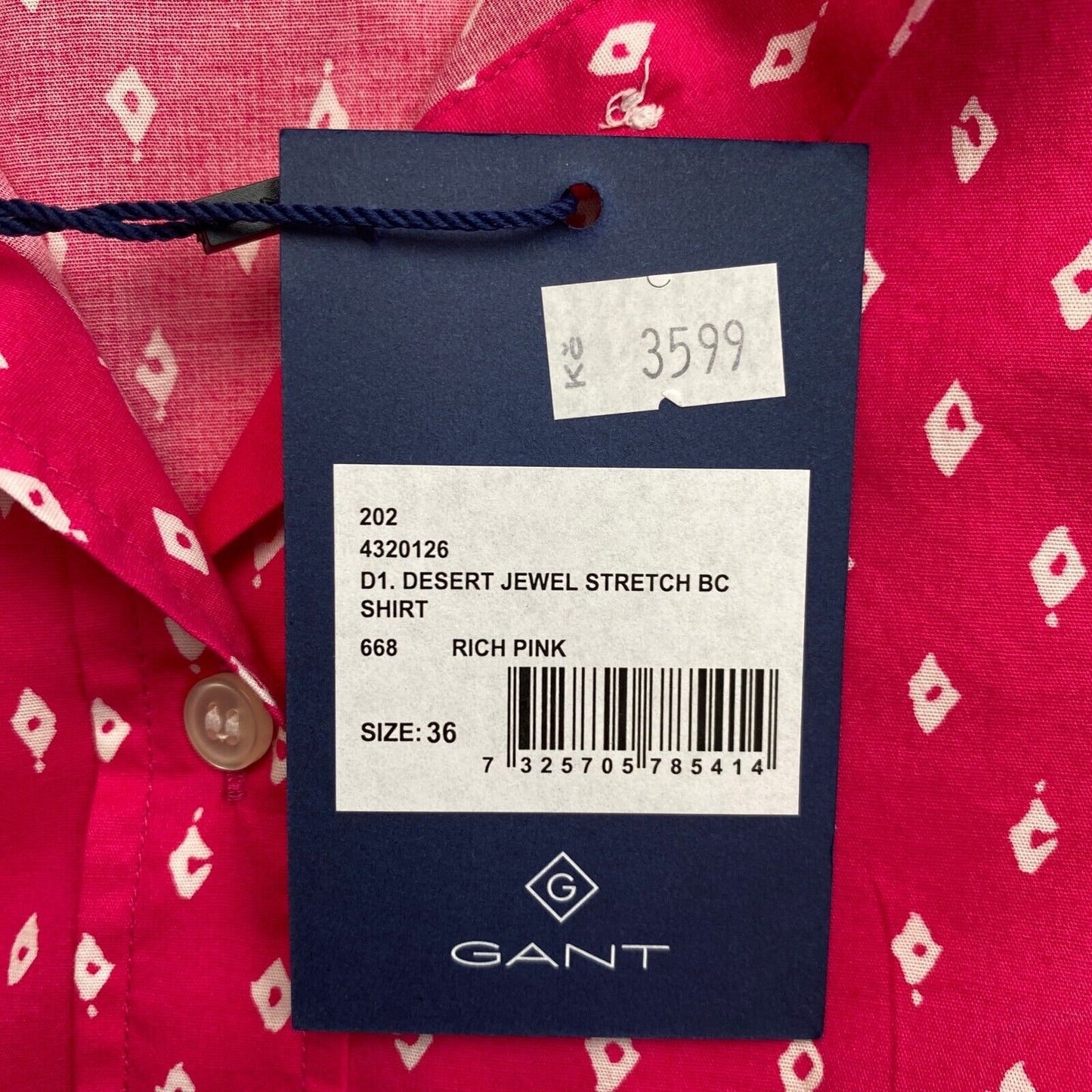 GANT Pink Desert Jewel Stretch-Hemd Größe EU 36 UK 8 US 6