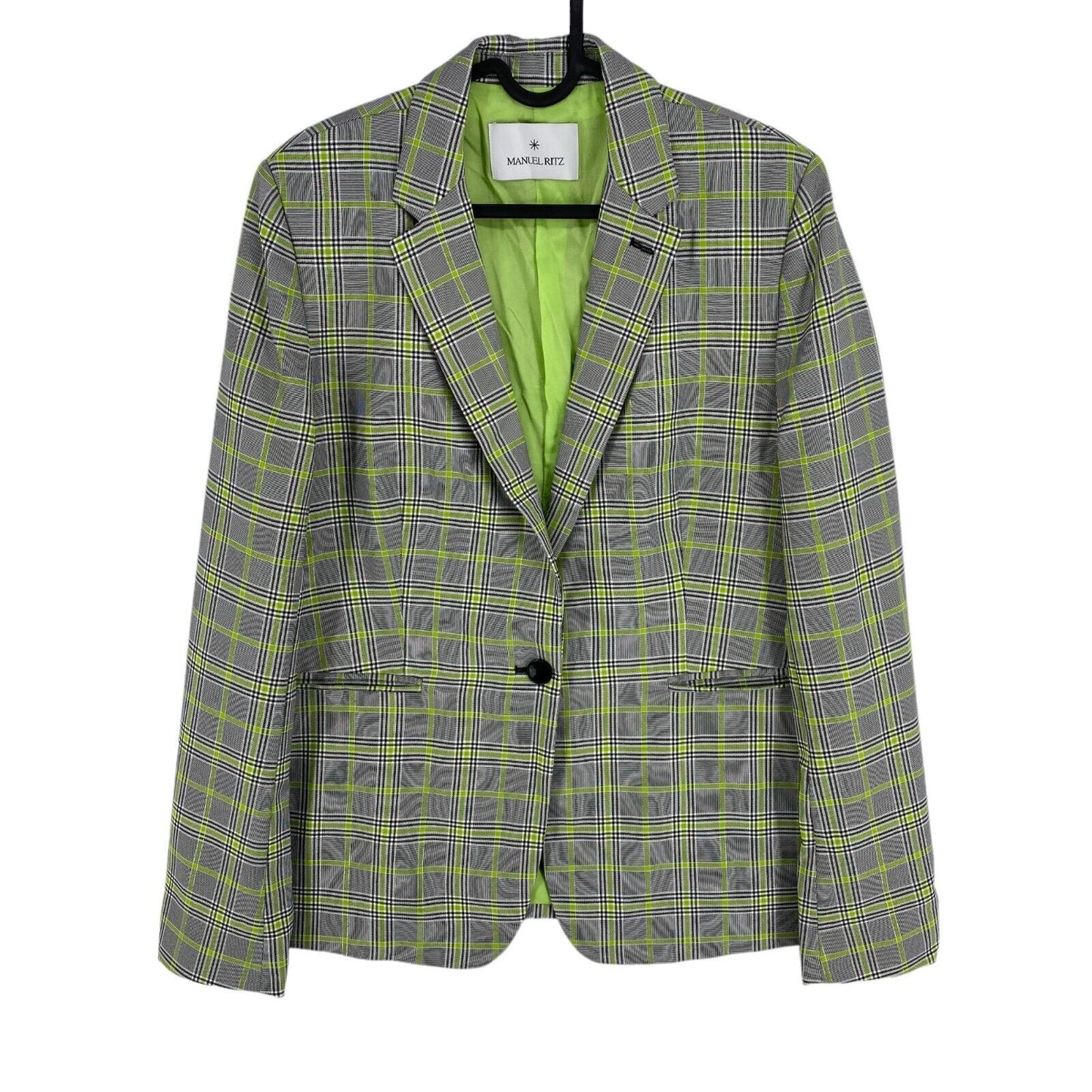 Manuel Ritz Green Check Blazer Jacket Size IT 44 EU 40 UK 12 US 10