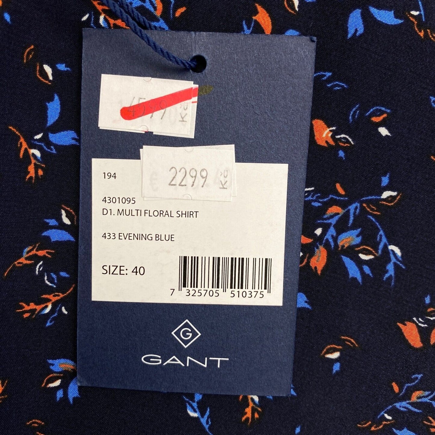 GANT Navy Blue Multi Floral Shirt Size EU 40 UK 14 US 10