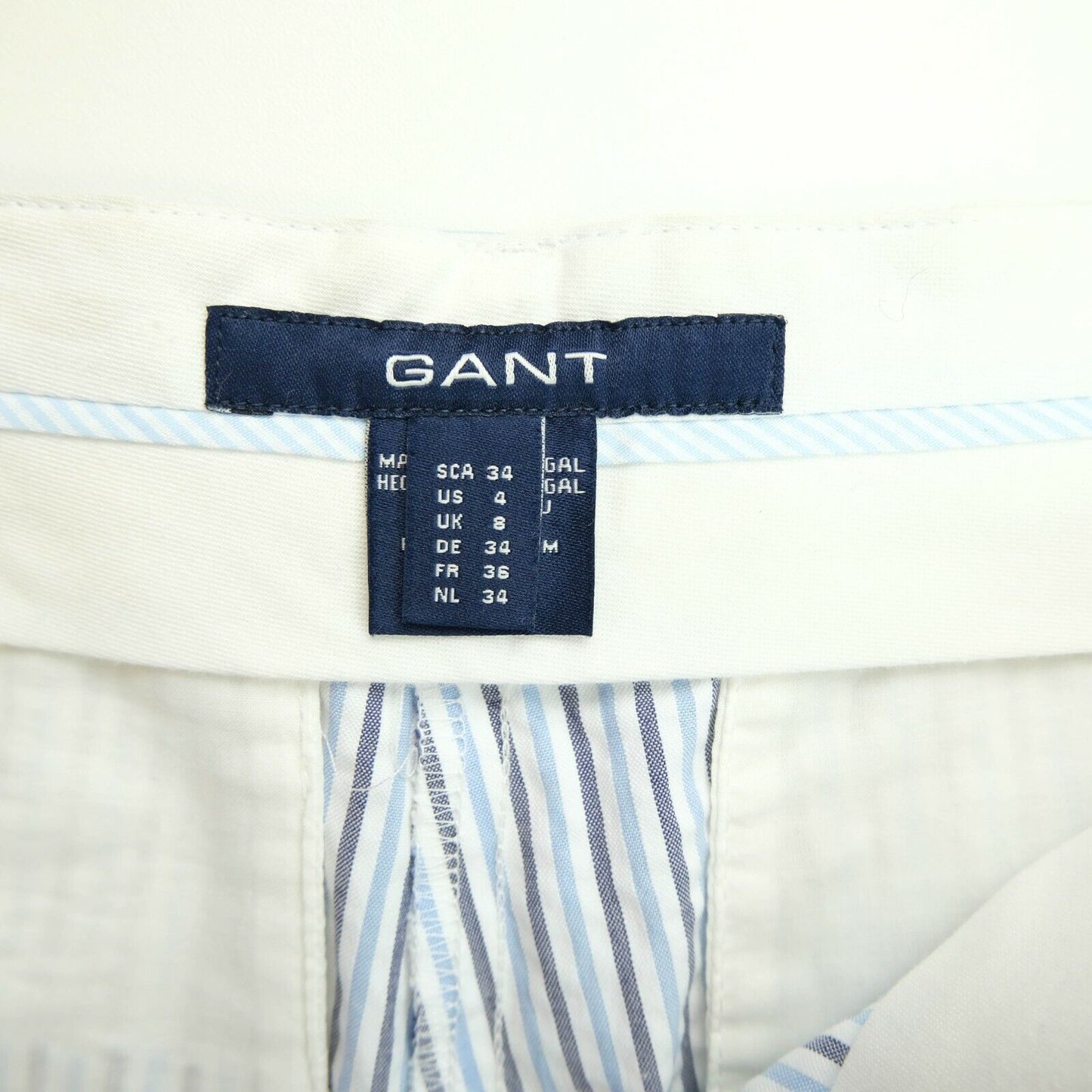 GANT White Blue Striped Seer Sucker Shorts Size EU 34 UK 8 US 4