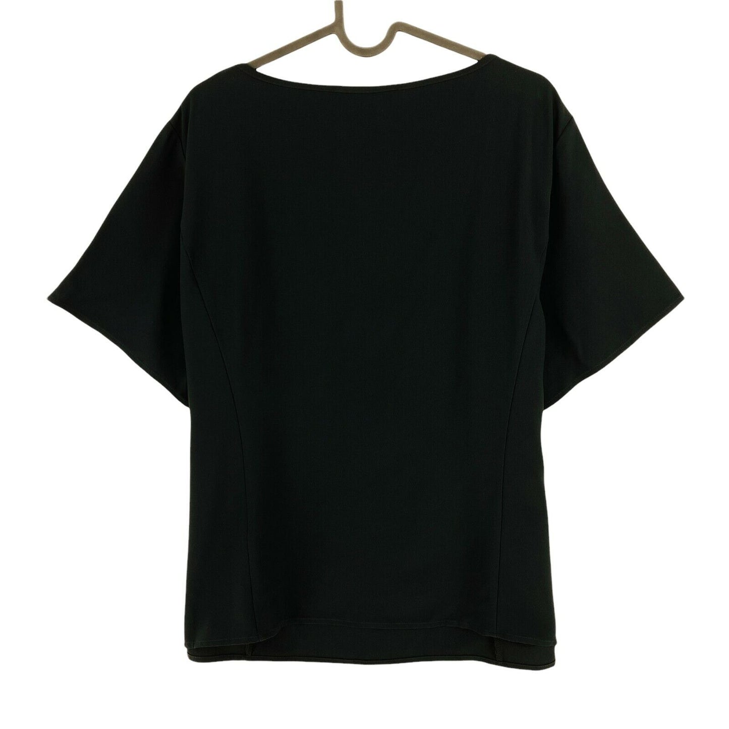 PERSONA Black Round Neck Short Sleeves Blouse Top Size EU 46 UK 18 US 16