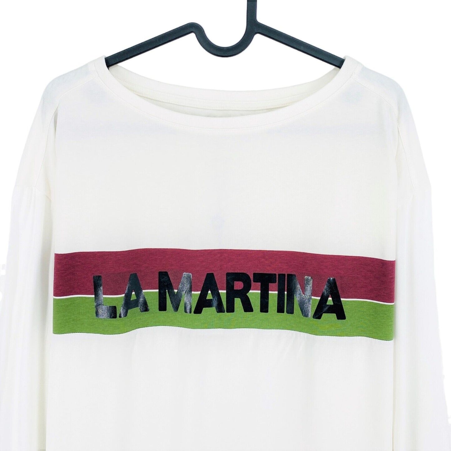 LA MARTINA White Long Sleeves Cotton Jersey Boat Neck T Shirt Size 3 / M